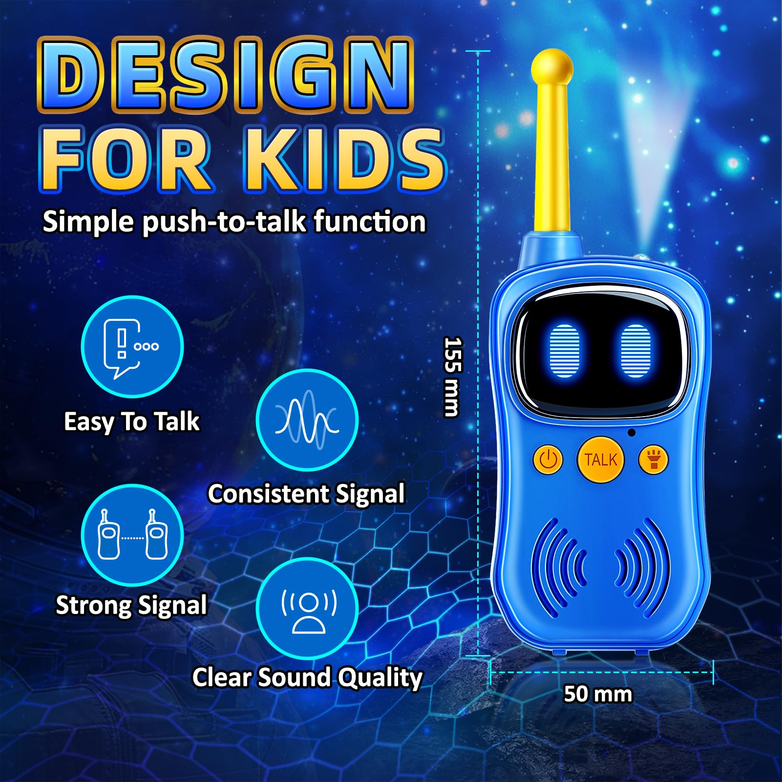 Walkie Talkies de astronauta, rango de conversación de 3000 pies, juguetes de robots para niños, paquete de 2, juguetes espaciales, regalos de cumpleaños para 3, 4, 5, 6, 7, 8, 9, 10 años, regalo 2