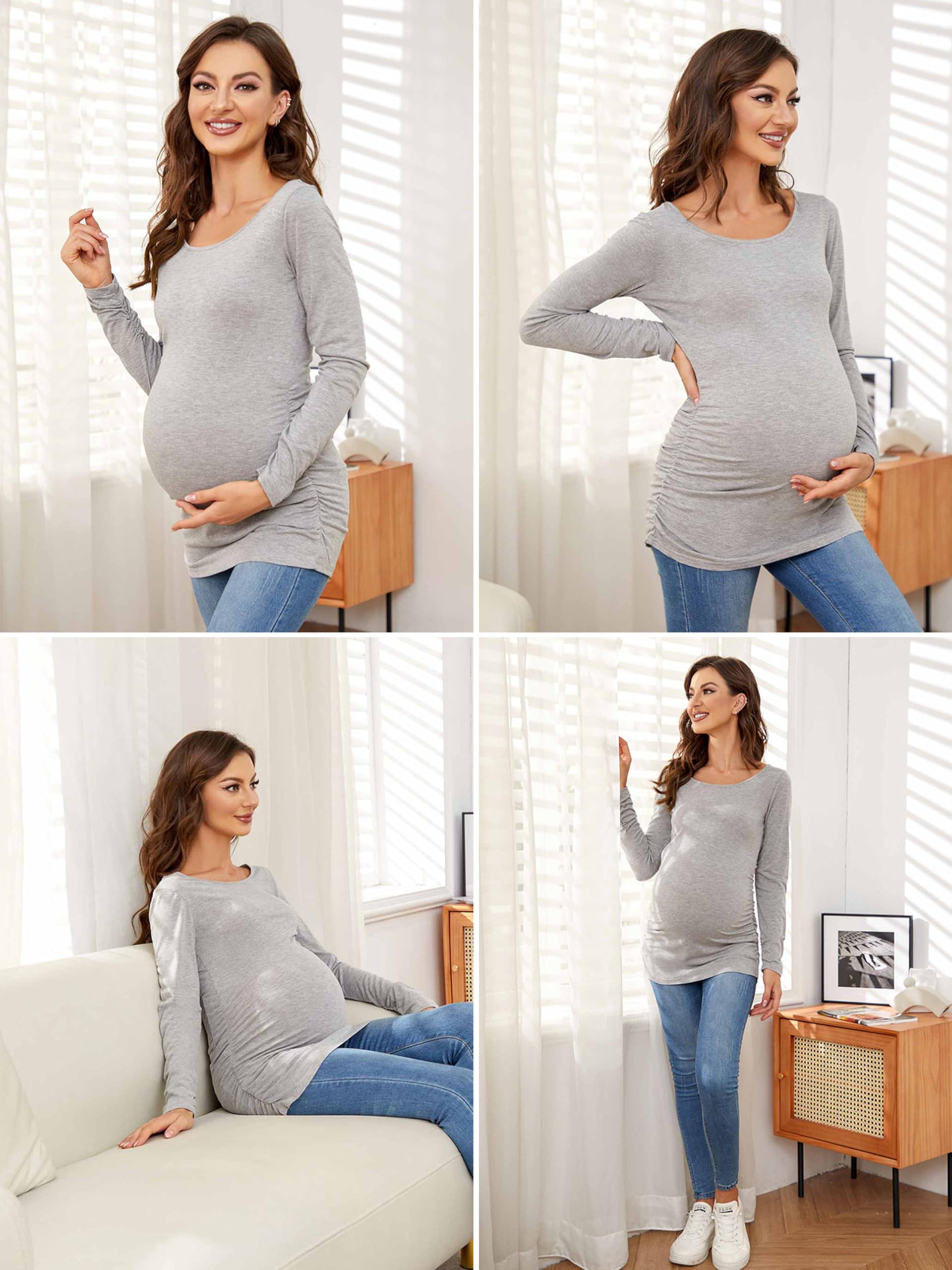 Ropa de maternidad para mujer, manga larga, paquete de 3 unidades