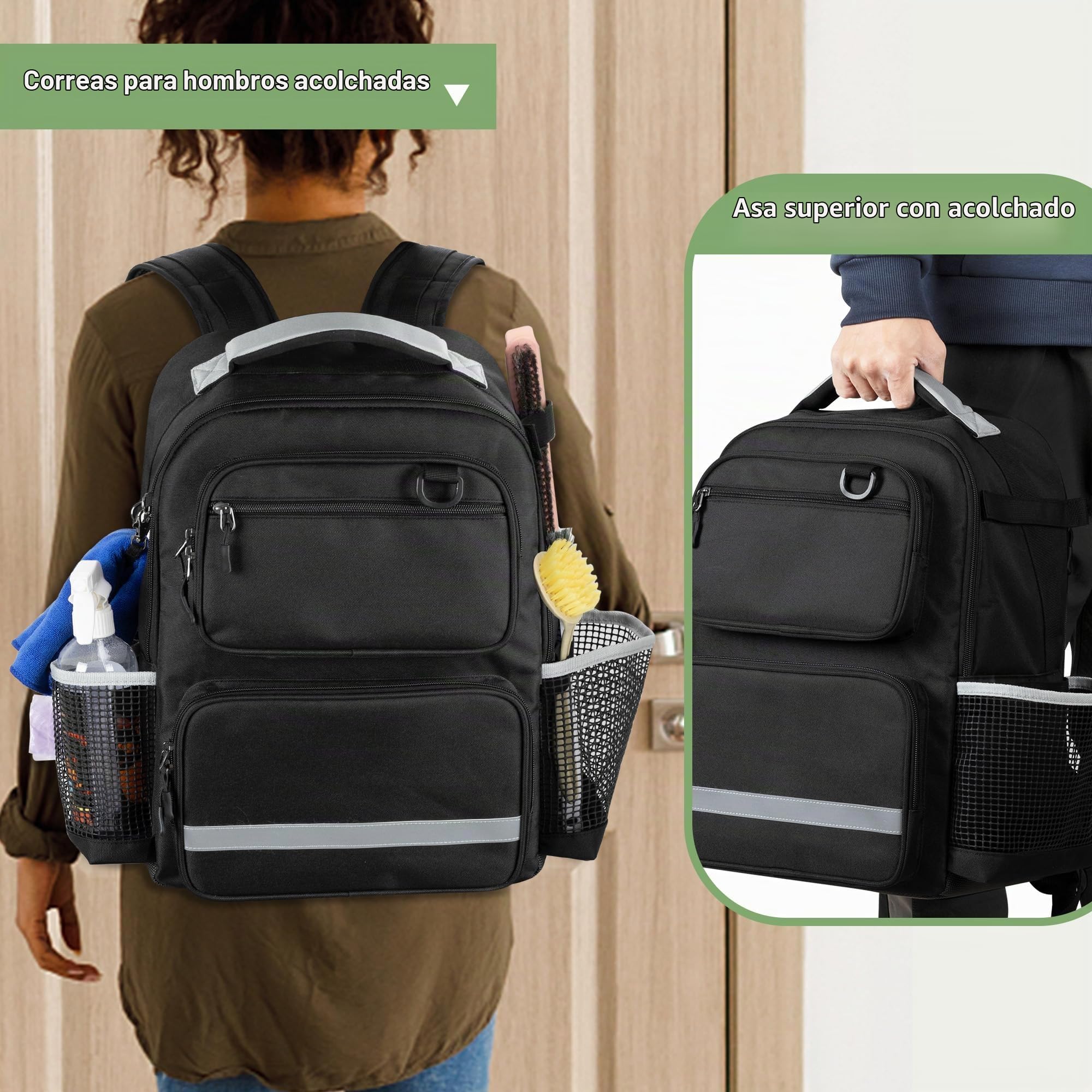 HODRANT Mochila de Limpieza, Solo la Mochila | Mochila Grande para Artículos de Limpieza con Base Rígida y Fondo Impermeable, para El Hogar y El Automóvil