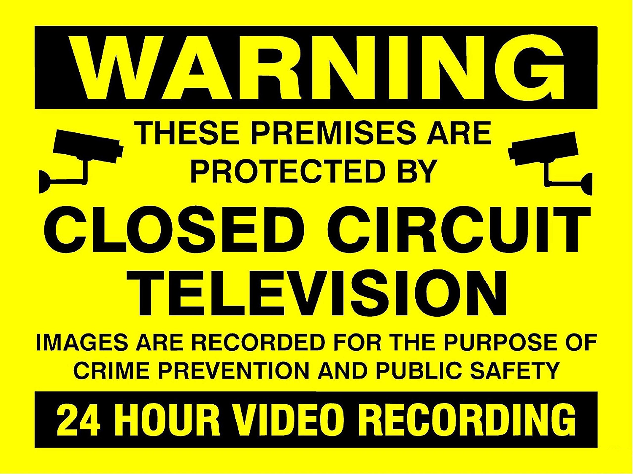 Warning Premises Protected CCTV 24 Hour Video Recording safety sign - 3mm Aluminium sign 300mm x 200mm
