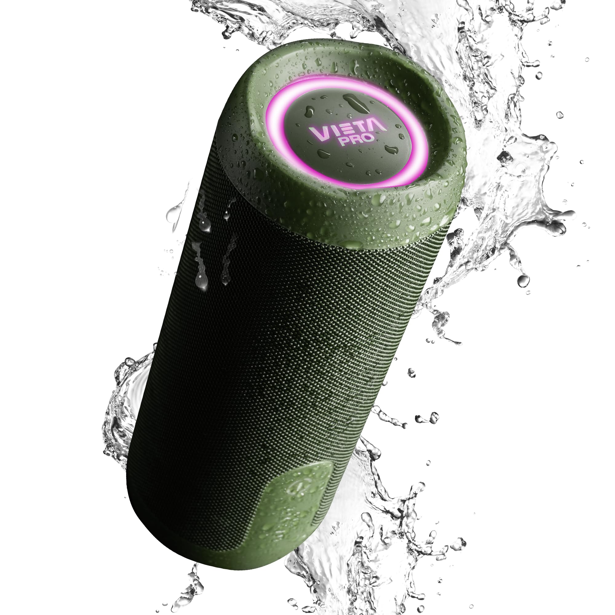 Vieta Pro Altavoz Pequeño Bluetooth 5.3 Potente, Resistente al Agua, 13H de Batería y Micrófono. Altavoz Portátil Grande True Wireless, Aux In, USB, Asistente de Voz y Sistema de Luces | Upper 4