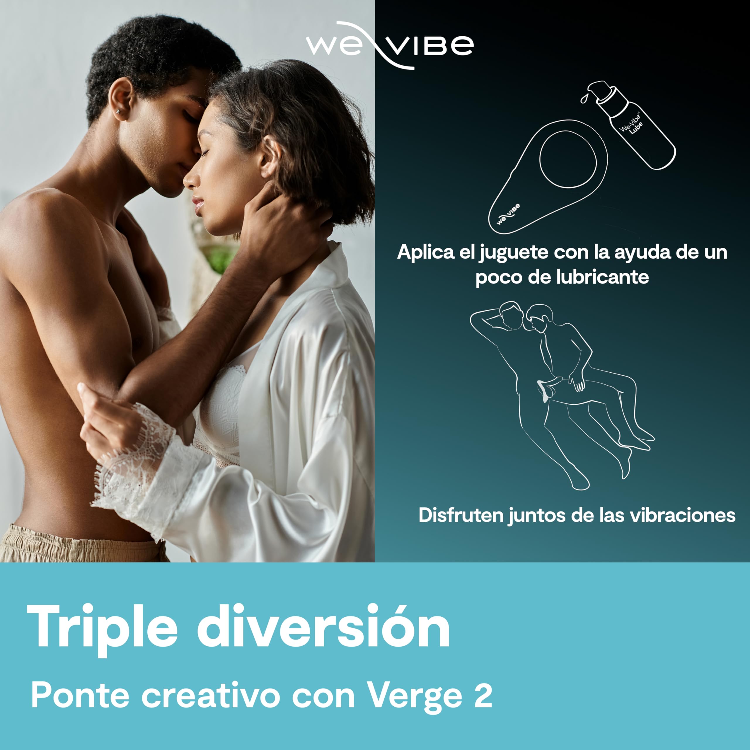 We-Vibe Verge 2 Anillo Vibrador Pene Impermeable Clítoris App para Hombres | Impermeable, silicona suave, control por app, silencioso, motor potente, diseño discreto, uso cómodo
