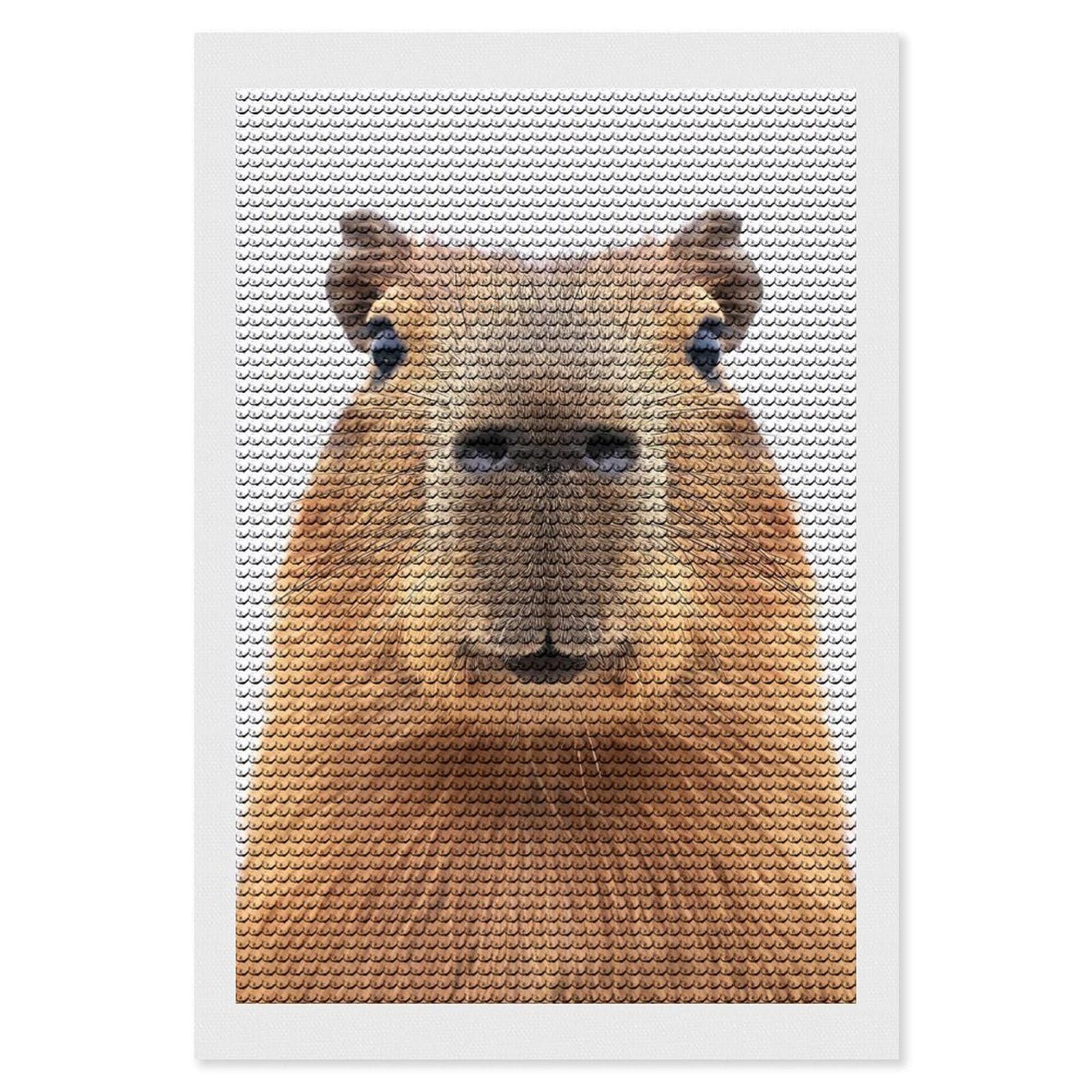 Junmoney Capybara Face Diamond Painting Canvas Set 8"x12", for Adults, Bedroom Decor, Good for Quiet Evenings, Festive Craft Gift