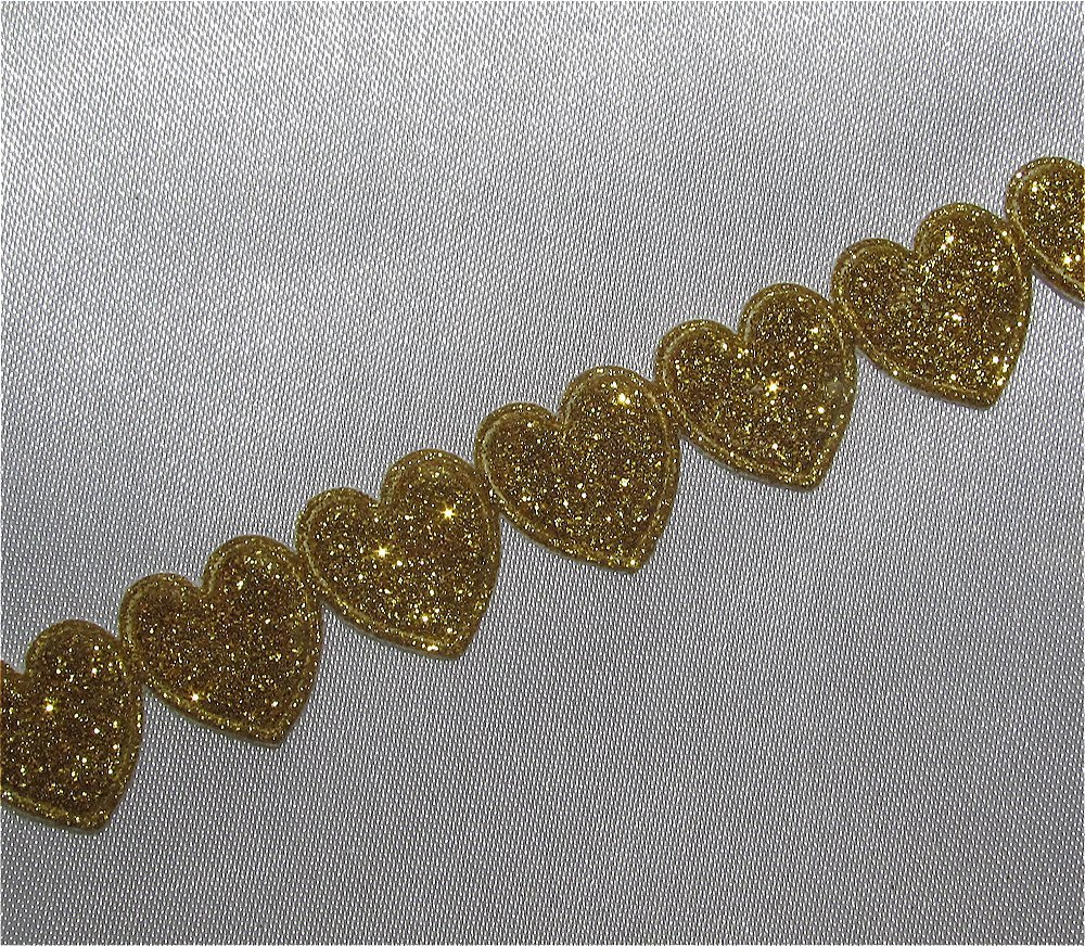 Glitter Gold - Heart Trim By The Metre