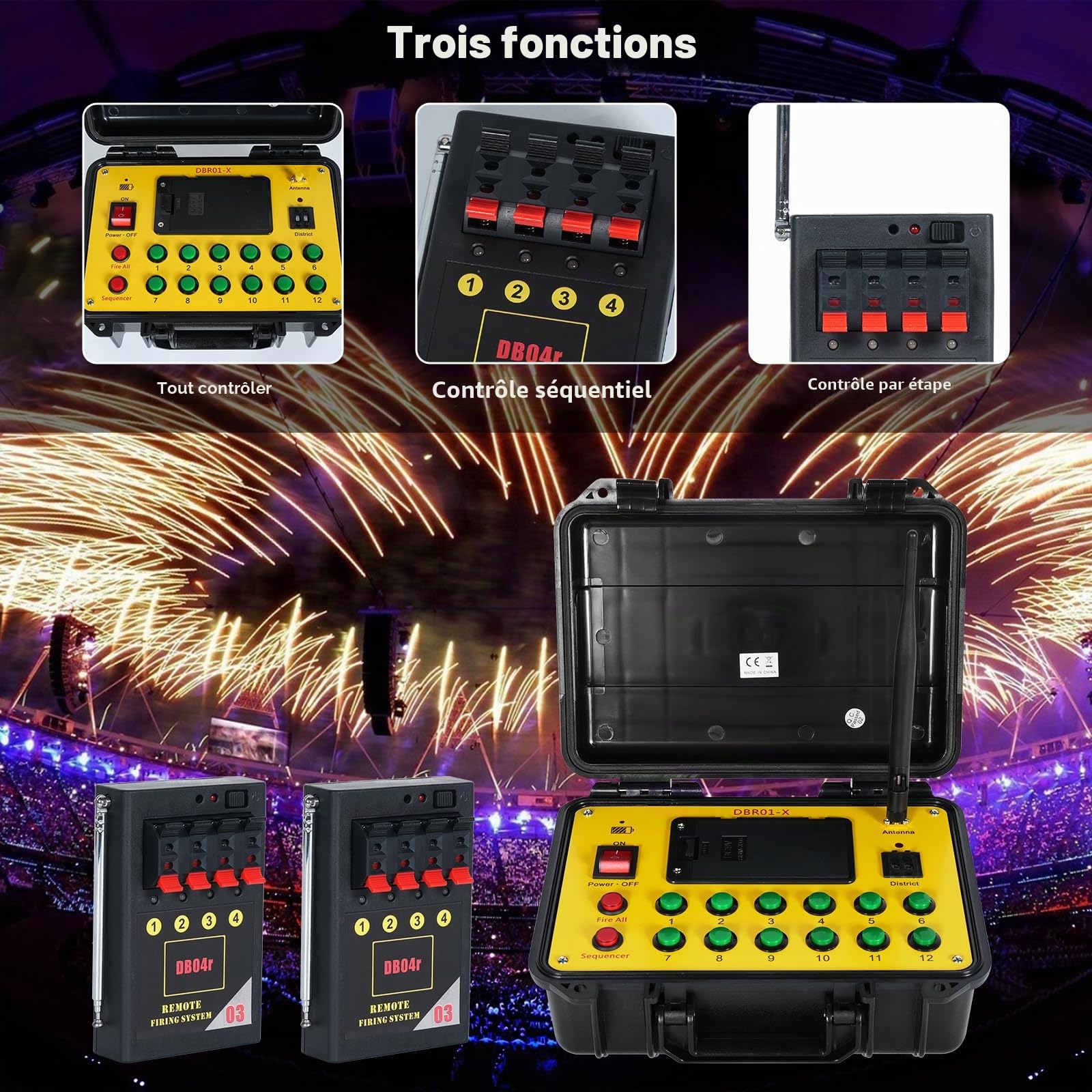 Commande Sans Fil 36 Canaux, Système d'effets de Scène Sans Fil pour équipement de Mariage, Système d'allumage Sans Fil pour Effet de Feux d'artifice, Fontaine d'étincelles, Grand Spectacle, Fête