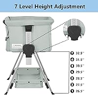 Vista 6 de Dream On Me Lilly - Moisés y mesita de noche, siete posiciones de altura ajustable, laterales de malla transpirable, almohadilla de colchón