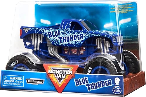 Miniatura 4 de Monster Jam, Camión monstruo oficial Blue Thunder, vehículo de colección fundido a presión, escala 1:24
