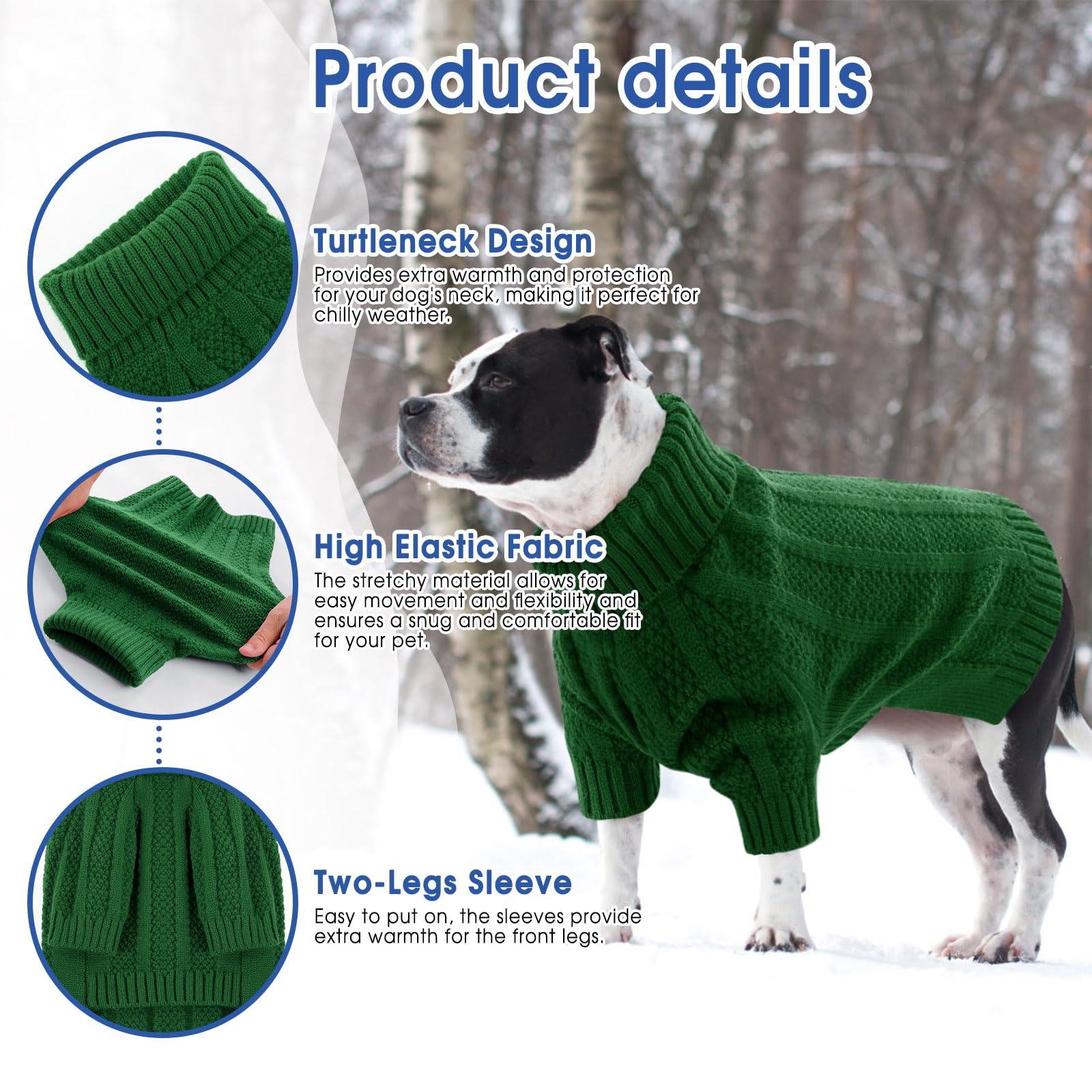 Queenmore Small Dog Jumper, Soft & Cozy Knitwear for Yorkshire Poodle, Cockapoo, Pomeranian (Green, S) - Image 4
