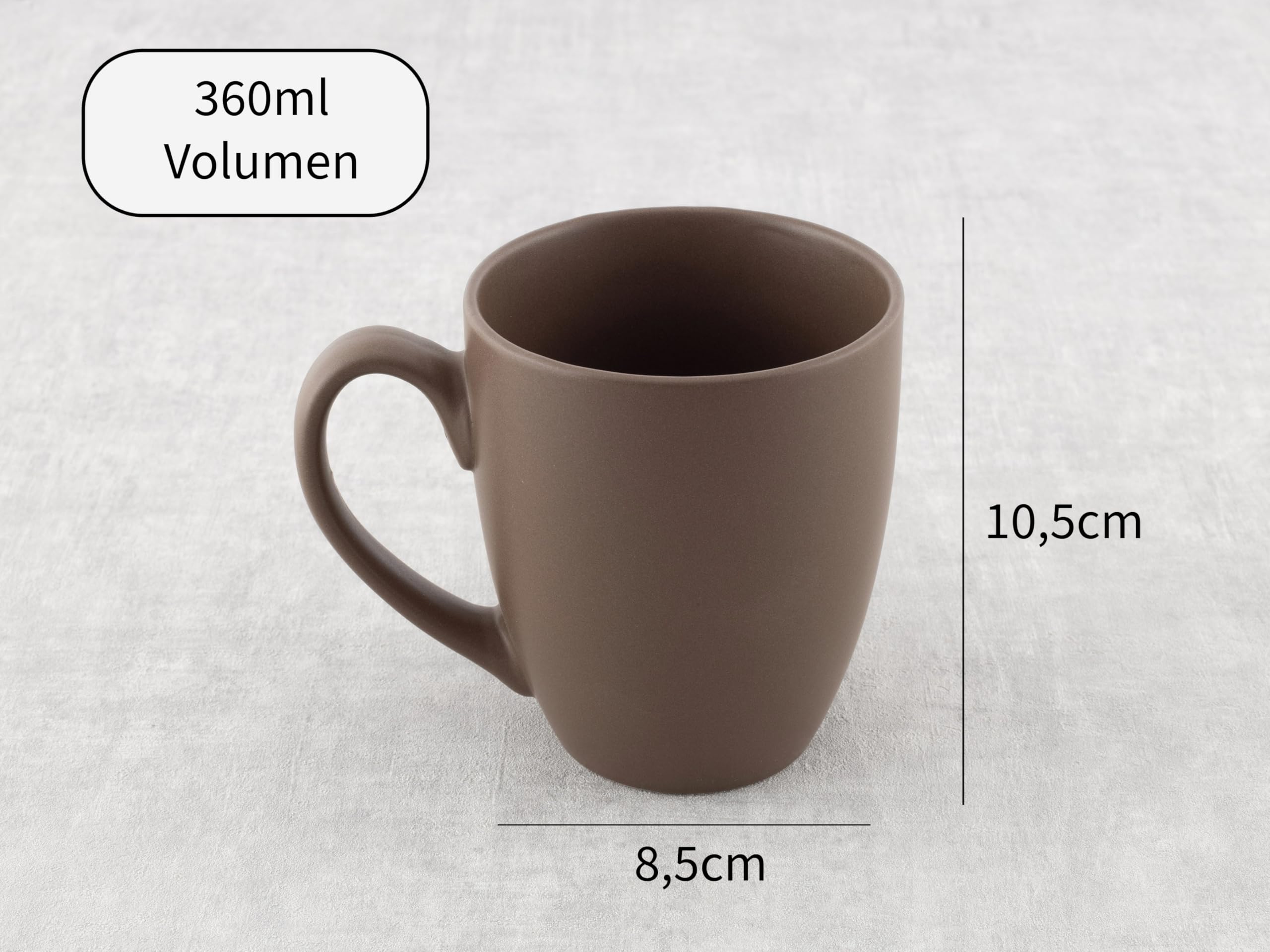 Hanseküche koffiebekerset groot – koffiekopjes van hoogwaardige en massieve keramiek, grote hendels, grote bekers, koffiemok, thee, cacao, mat, kopjes, bekers (zwart, set van 6