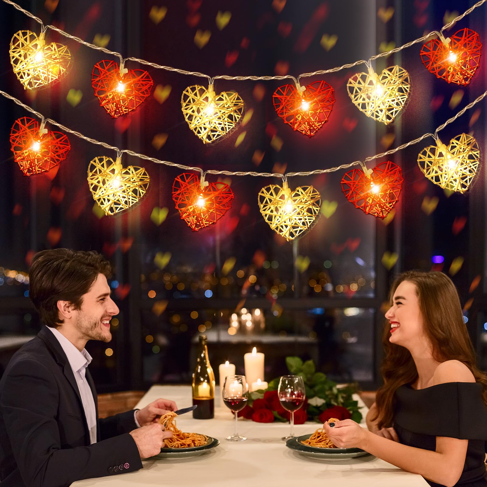 Rattan-Herz-Lichterkette – 10 Herzen, Batteriebetrieben, Romantische Deko Für Hochzeit, Valentinstag & Mehr!
