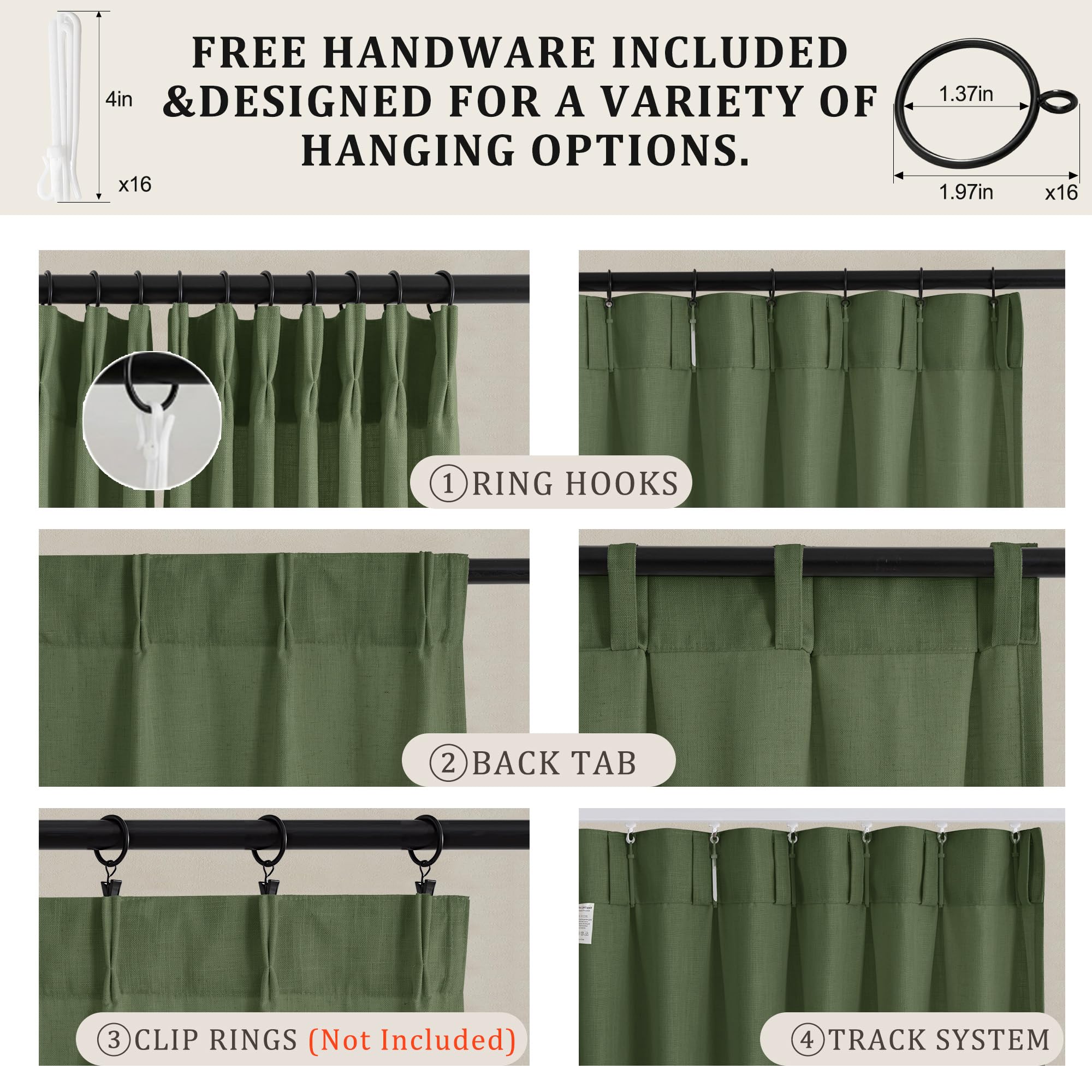 Linen Curtains - Pinch Pleat, Light Filtering -27