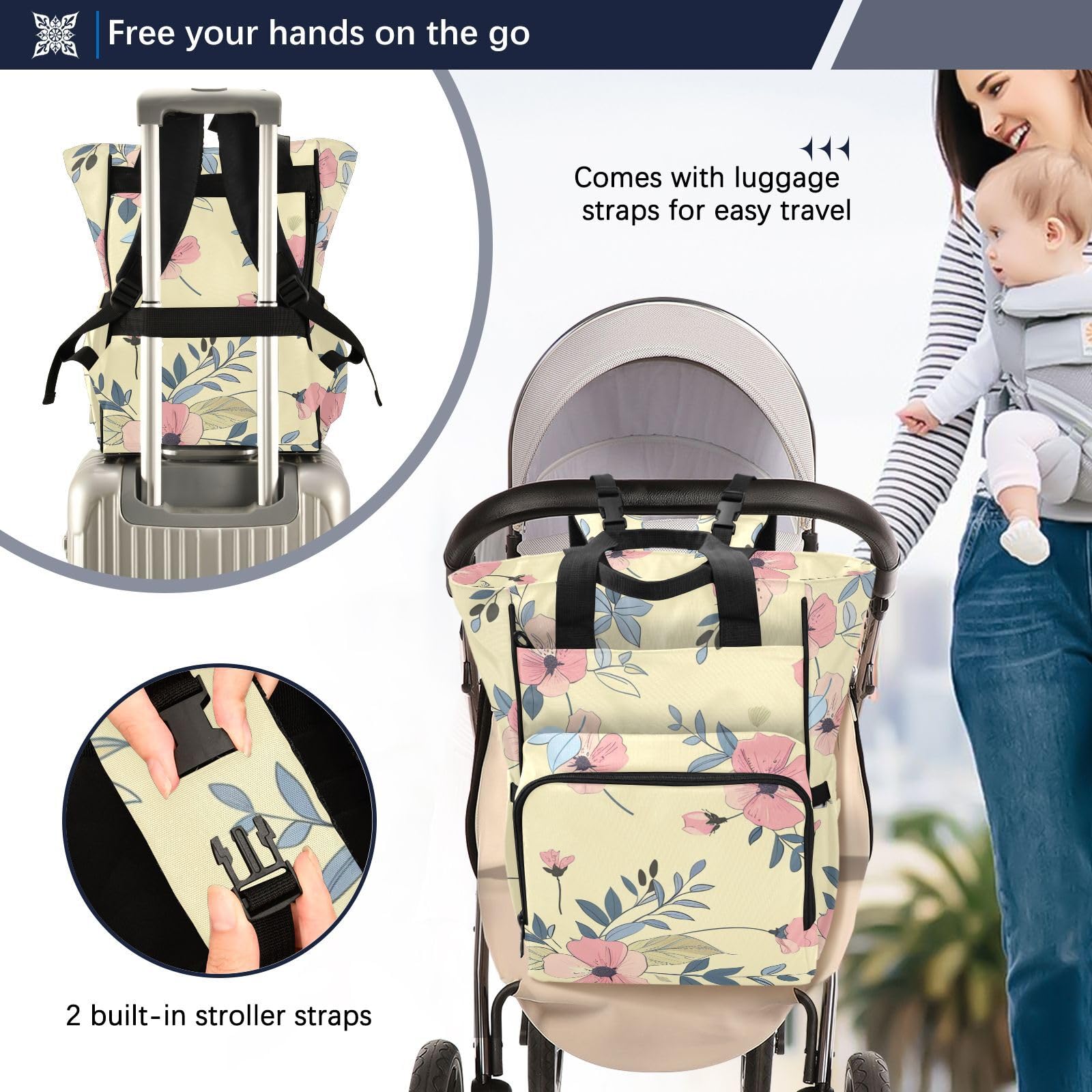 Baby Girl Boy Borsa per pannolini per papà mamma giallo chiaro