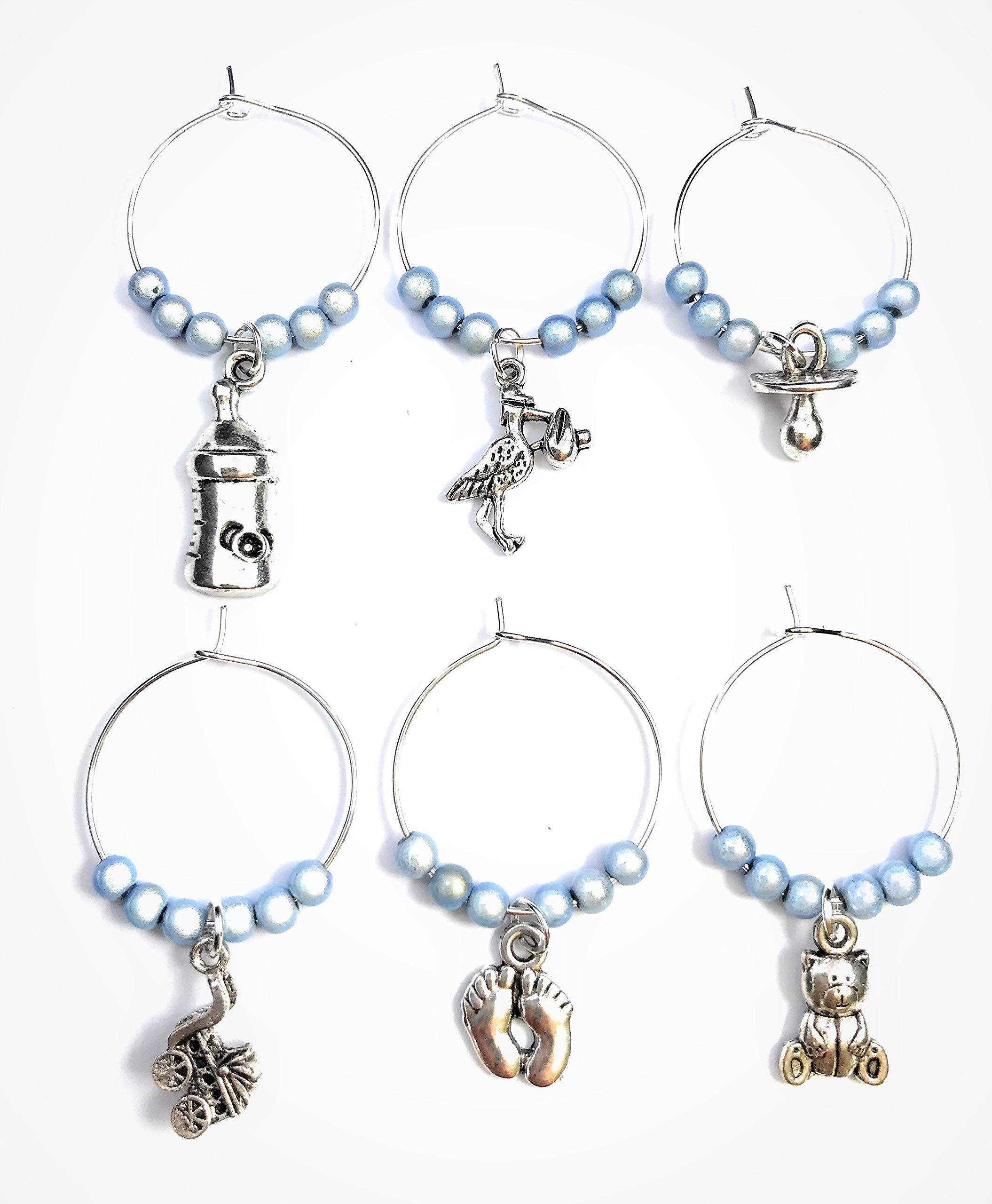 Libby's Market Place It's a Boy Baby Shower Glass Charms with Blue Gift Bag, Multicolour, Small - Image 2