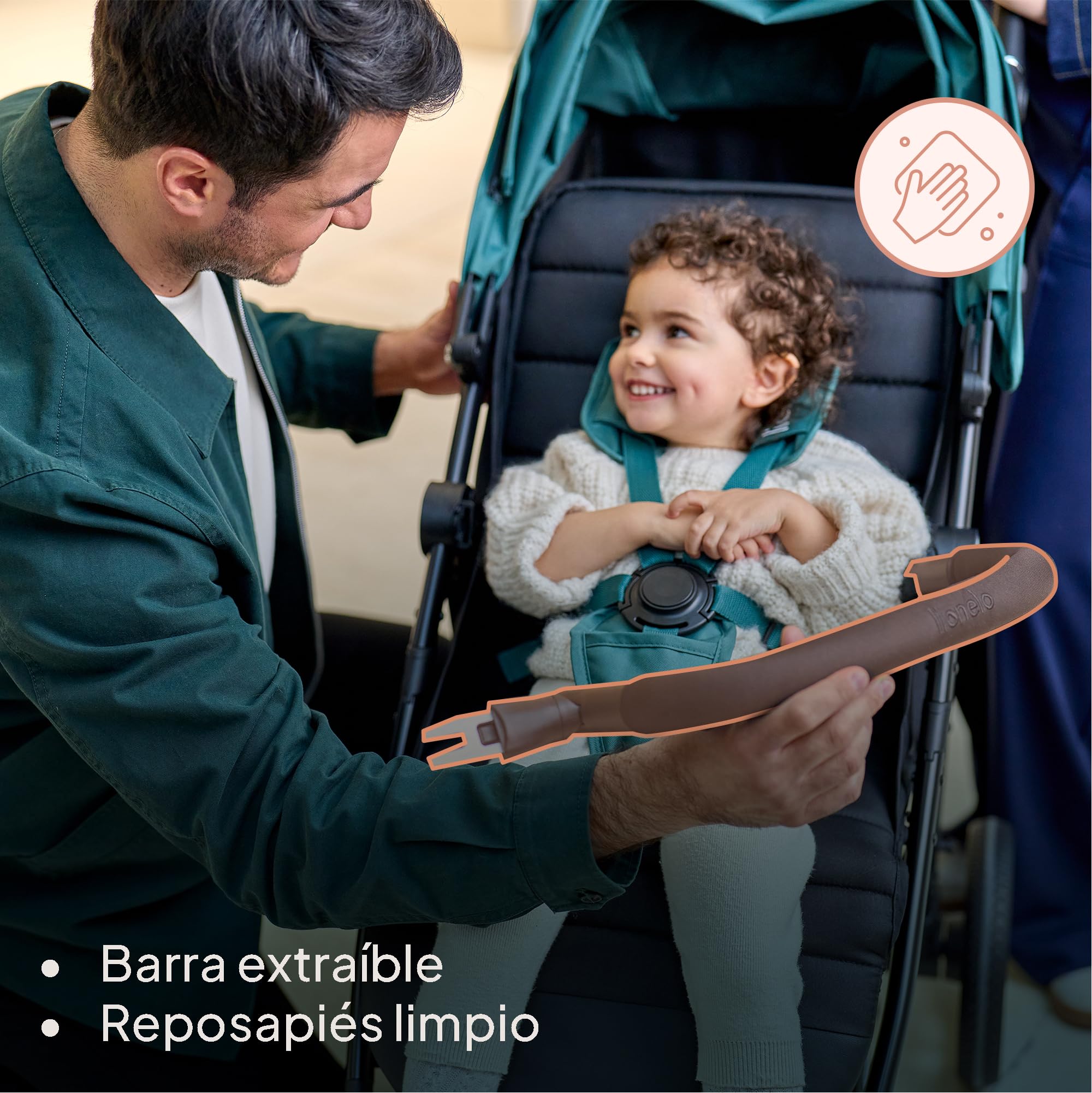 LIONELO MIRA Carrito bebé hasta 22 kg de 6 m a 4 años Ruedas giratorias 360° Amortiguación total Respaldo y reposapiés ajustables Capota XXL UPF50+ Amplia cesta hasta 3 kg