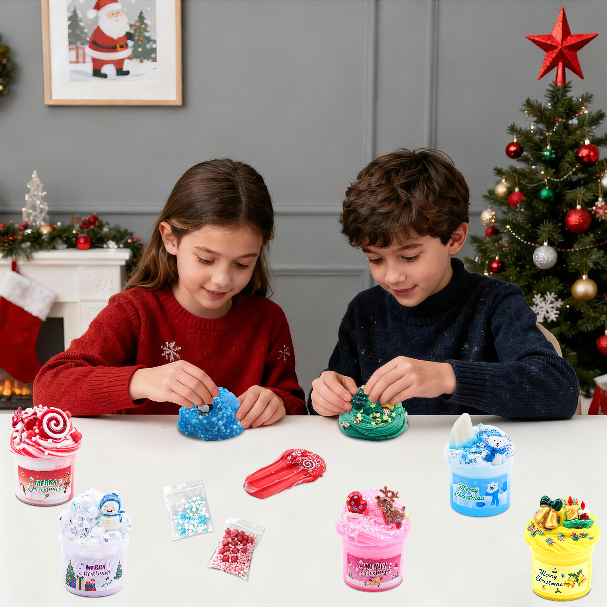 KYEVIS Schleim Adventskalender 2025, 24 Tage Slime Set Weihnachtskalender Geschenk für Kinder, Teenager, Mädchen und Jungen (Bezauberndes Grün)