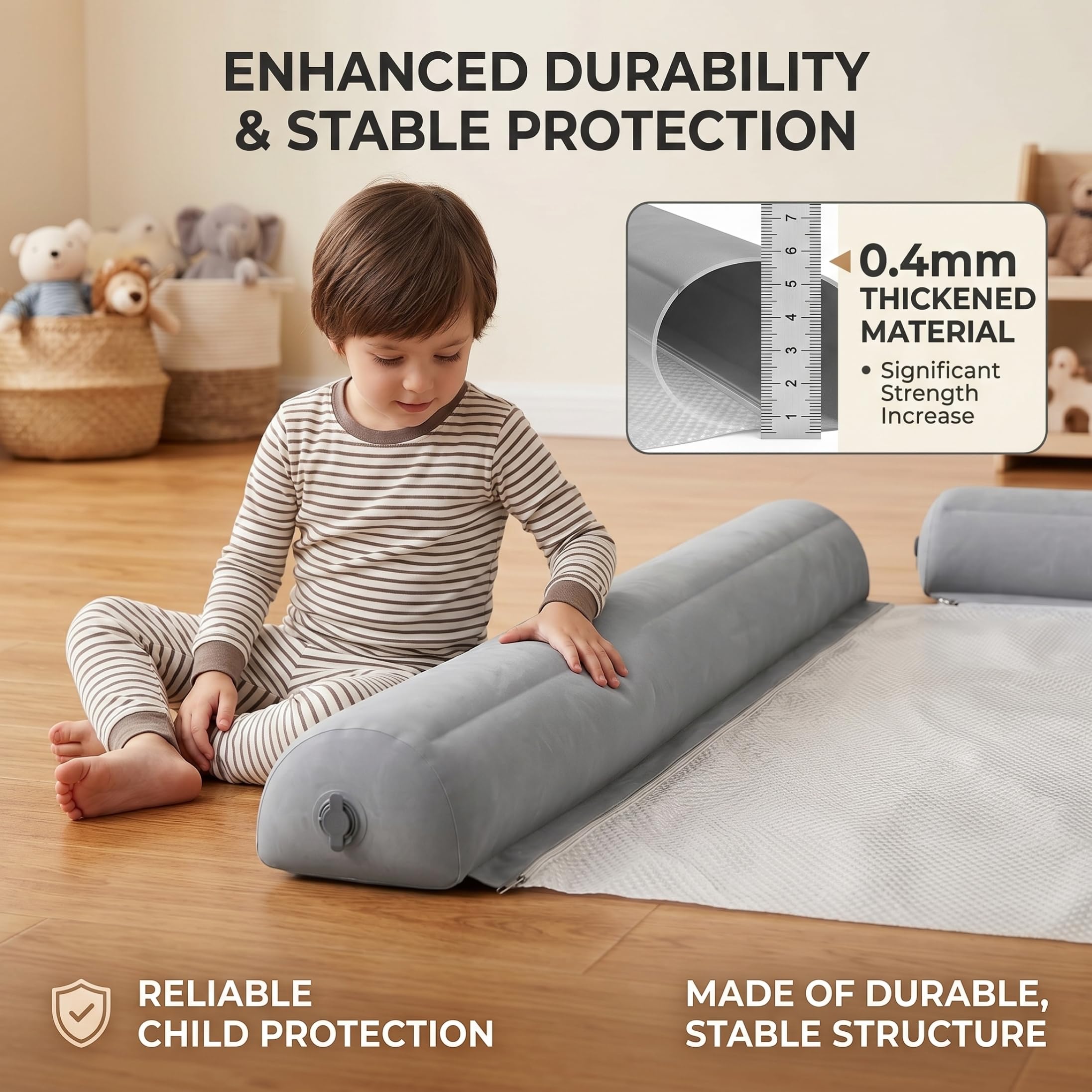 Sponde per Letto Gonfiabili - Confezione da 2 Paraurti per Letto Portatile 51x8x6 Pollici, Paraurti da Viaggio Lavabili Antiscivolo per Divano Hotel