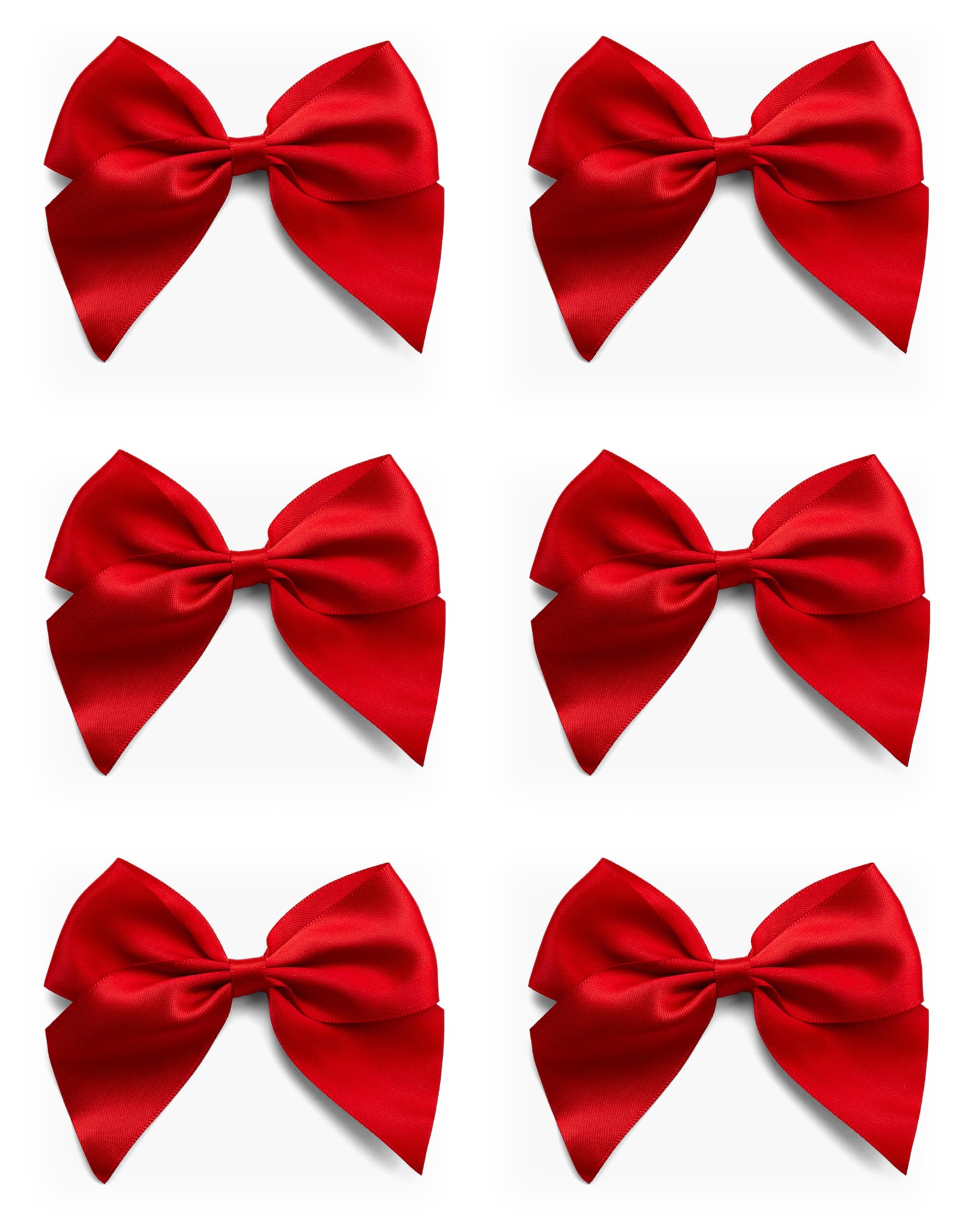 Italian Options Large Satin Ribbon Bows, Self-Adhesive Fabric Bow Decorations for Gift Wrapping, Hampers, Cake Decoration, Hair Bows, Crafts, Crafting, Red, 6 Pack, 10 cm