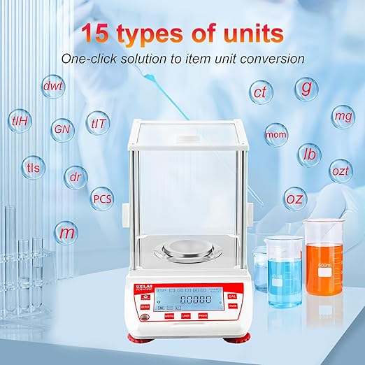 Balanza Analítica 220 g x 0,1 mg Precisión 0,0001 g con Pantalla LCD miniatura 6