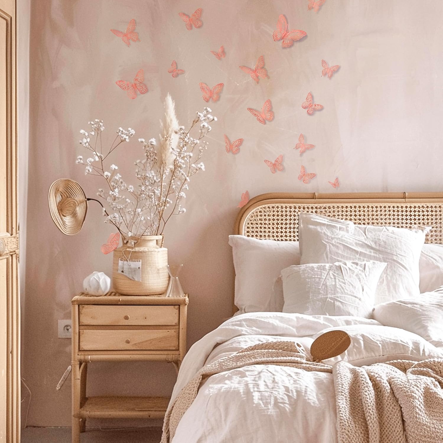 Butterfly Wall Decor, 48pcs 3D Butterfly Stickers in 3 Sizes & 4 Styles for Balloon Arch & Cake Decorations, Cute Decals for Girls Room & Birthday Party, Pearl Pink - Image 9