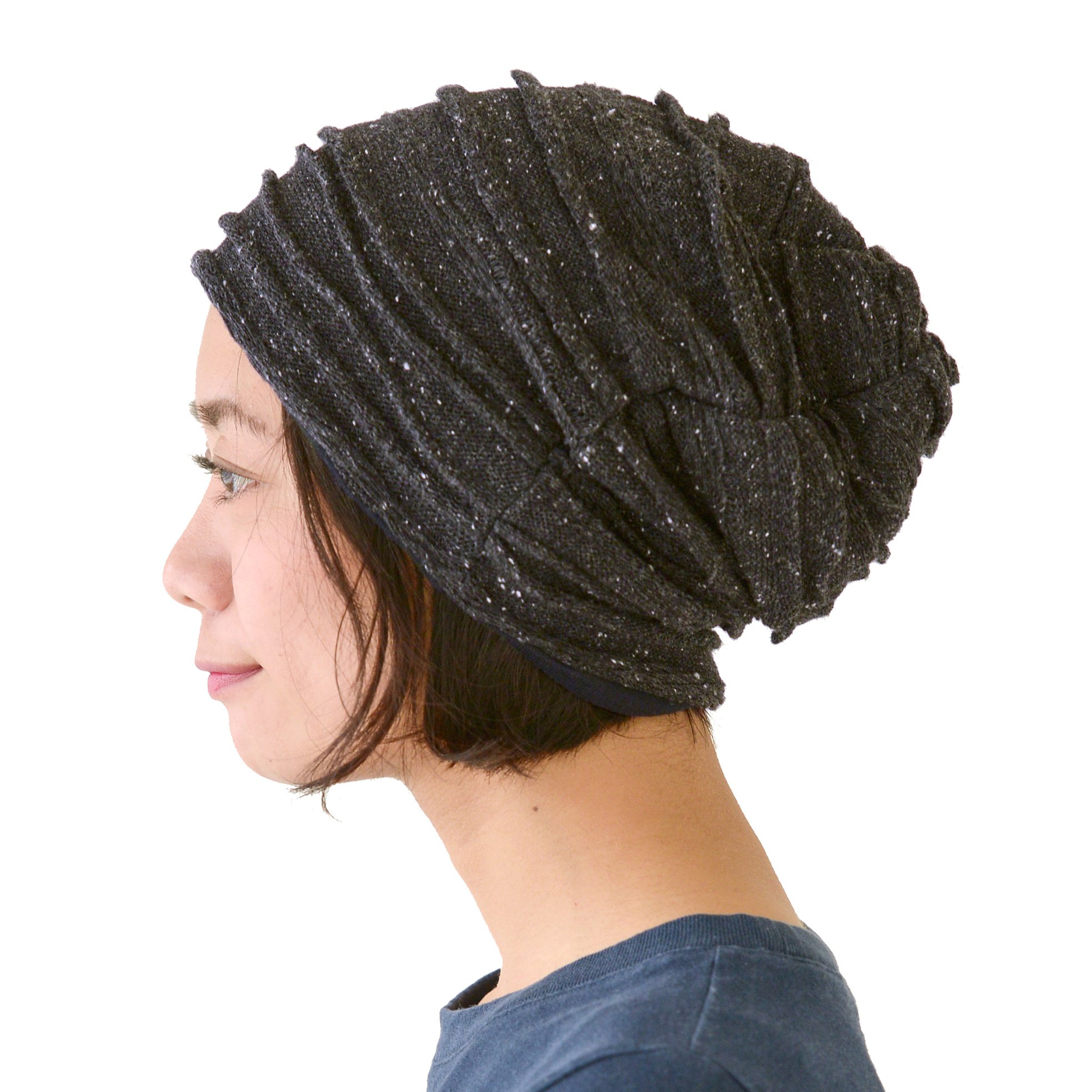 CHARM Herren Baumwolle Beanie Mütze - Strick Falten Long Chemo Hut Weich Bio