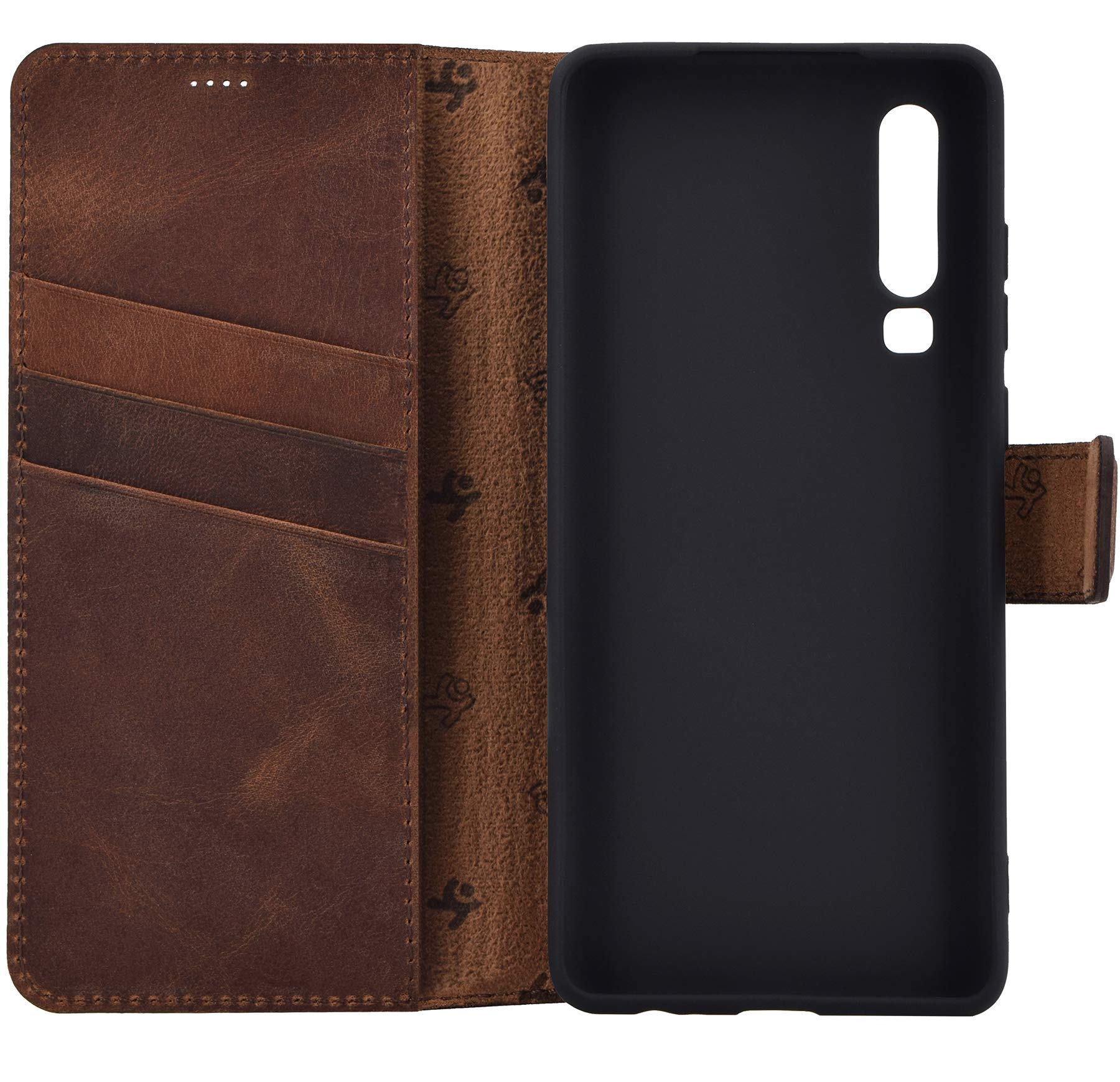 Suncase Leder-Hülle Für Huawei P30 PRO – Book-Style Mit Standfunktion & Kartenfach In Antik Coffee