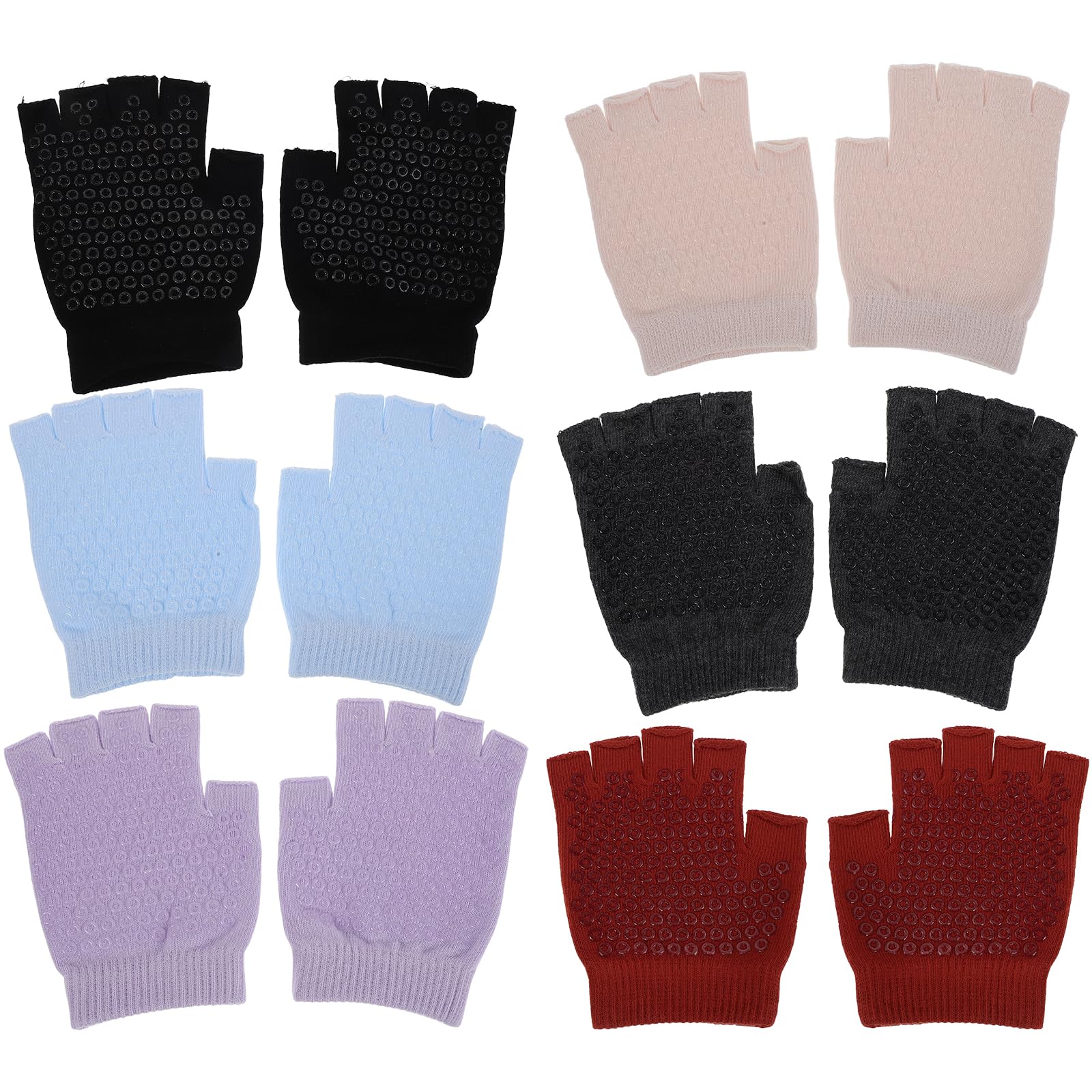 DECHOUS Guanti da Allenamento a Mezze Dita per Donna Antiscivolo con Grip, 6 Paia Colorati, Guanti Sportivi per Yoga, Pilates e Fitness, Protezione Mani e Mobilità Flessibile