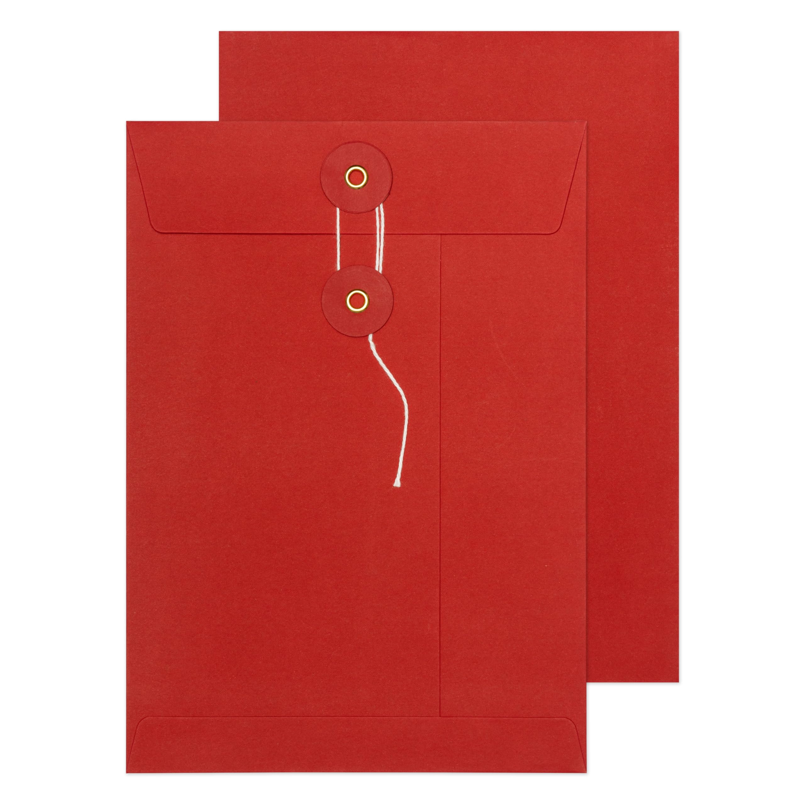 Blake Senses - Red String and Washer Envelopes C5 (229 x 162mm) - Pack of 100 Qty - Premium Quality 180 GSM - Document Mailer - Red Envelopes with String - Office & Business Supplies (SW924) — image 1
