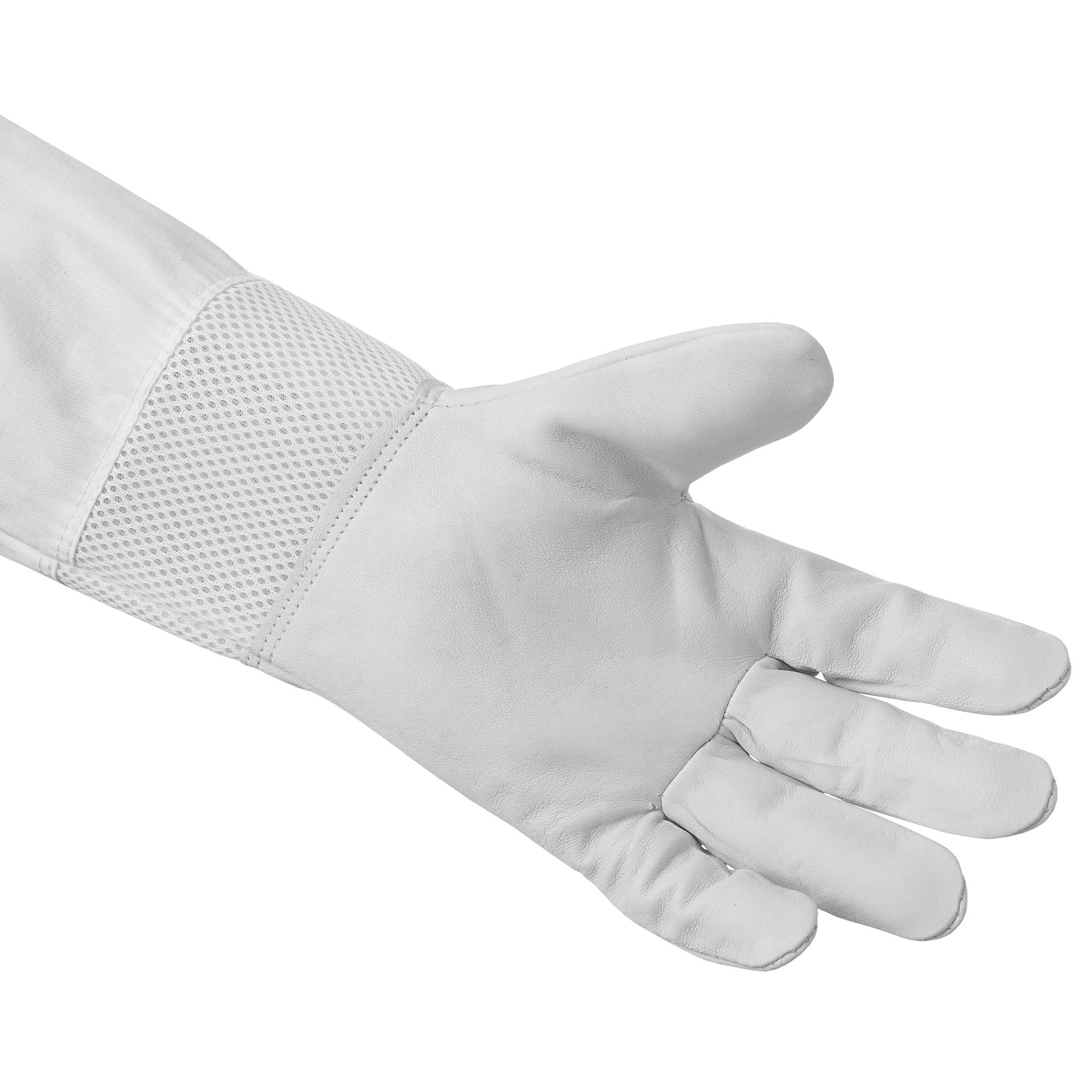 Honey Keeper Guantes de apicultura, pequeños, piel de cabra con manga de lona ventilada y puño elástico