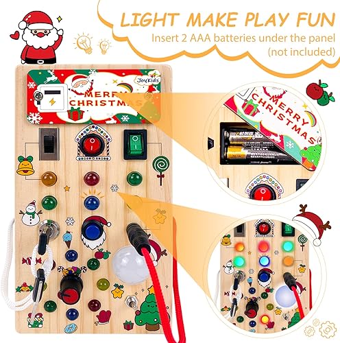 Miniatura 5 de Montessori - Tablero sensorial de madera para bebé, interruptor de luz LED de dinosaurio, juguete de viaje, artículos esenciales para viajes por