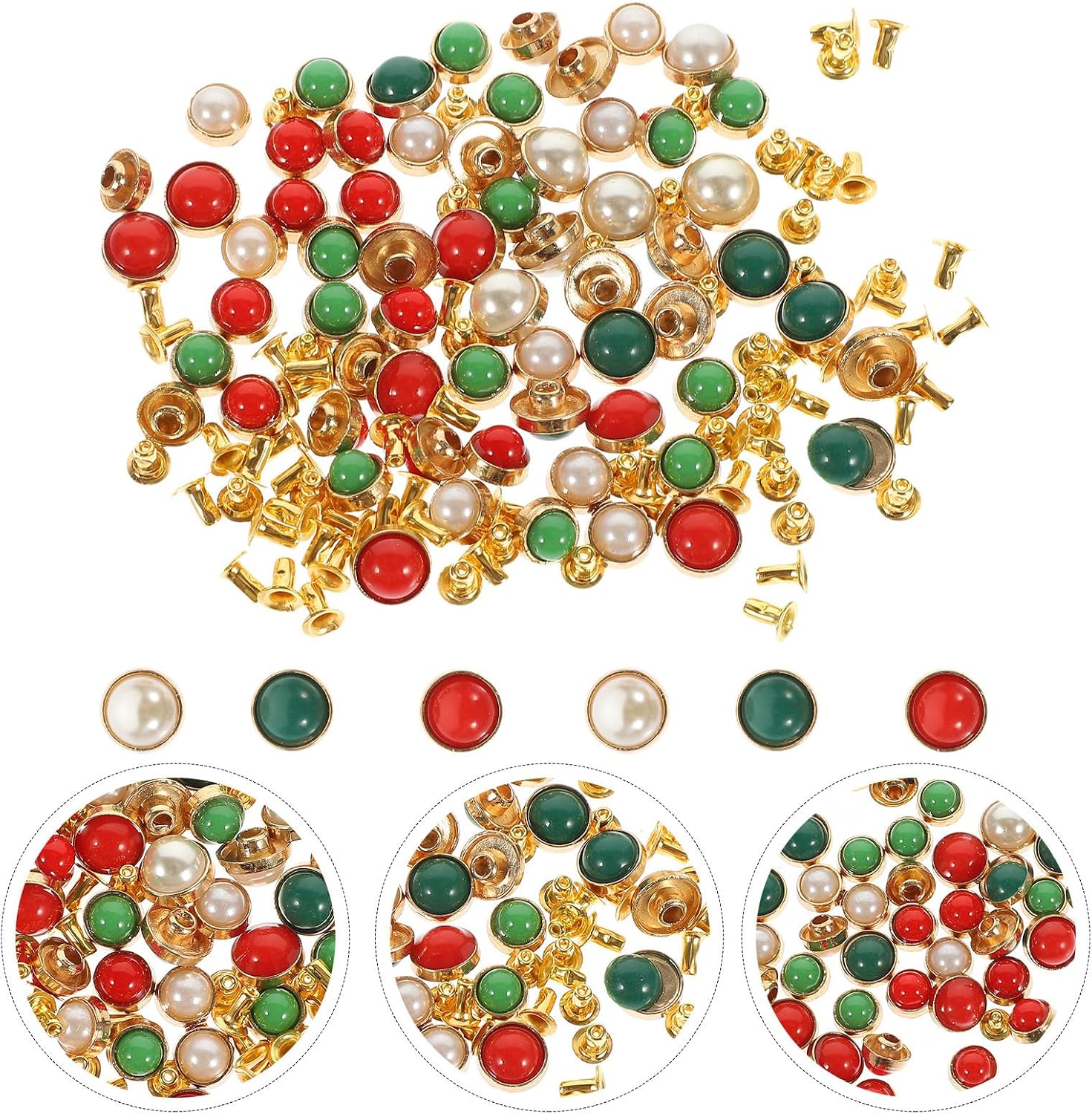 60pcs Pearl Rivets for Leather Crafts and Clothes Making