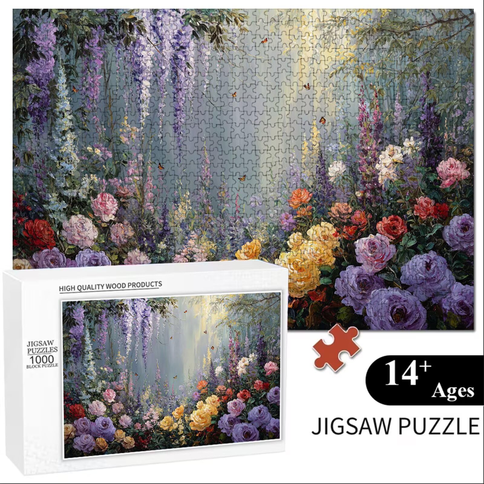 Puzzle 1200 Piezas Adultos Flor & Bosque, Rompecabezas con Letras Traseras y Póster, Pasatiempo Antiestrés, Decoración de Pared, Regalo Decorar Mujer Hombre 75 x 50 cm (14 Años +) P3#182