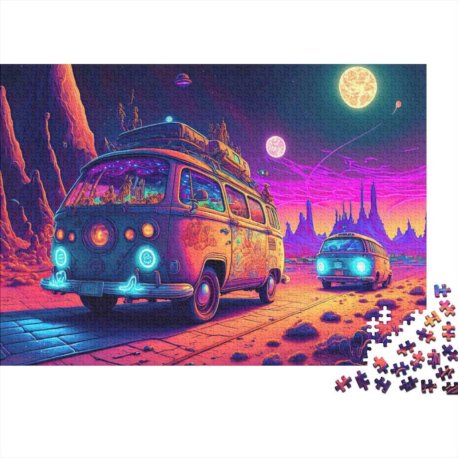 Retro Van Starry Night 1000 Piece Jigsaw Puzzle Jigsaw Puzzle for Adults Paper Puzzle Game 52x38cm/1000pcs