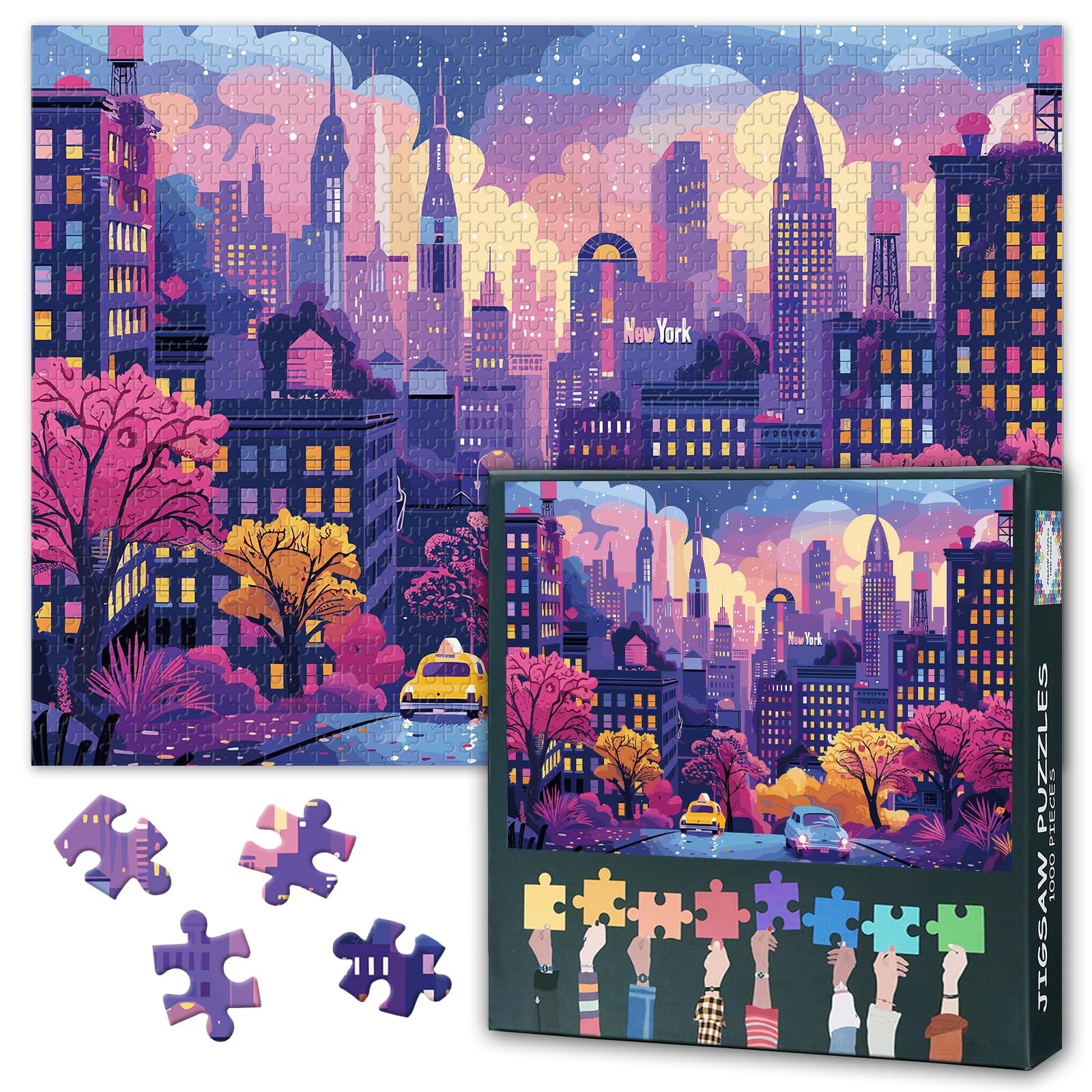 Jigsaw Puzzles for Adults 1000 New York - Hard Difficult Challenging Family Puzzle City Scenery, Educational Puzzle Games Home Decoration 27.5x19.7 Inch (Skyscraper Series)