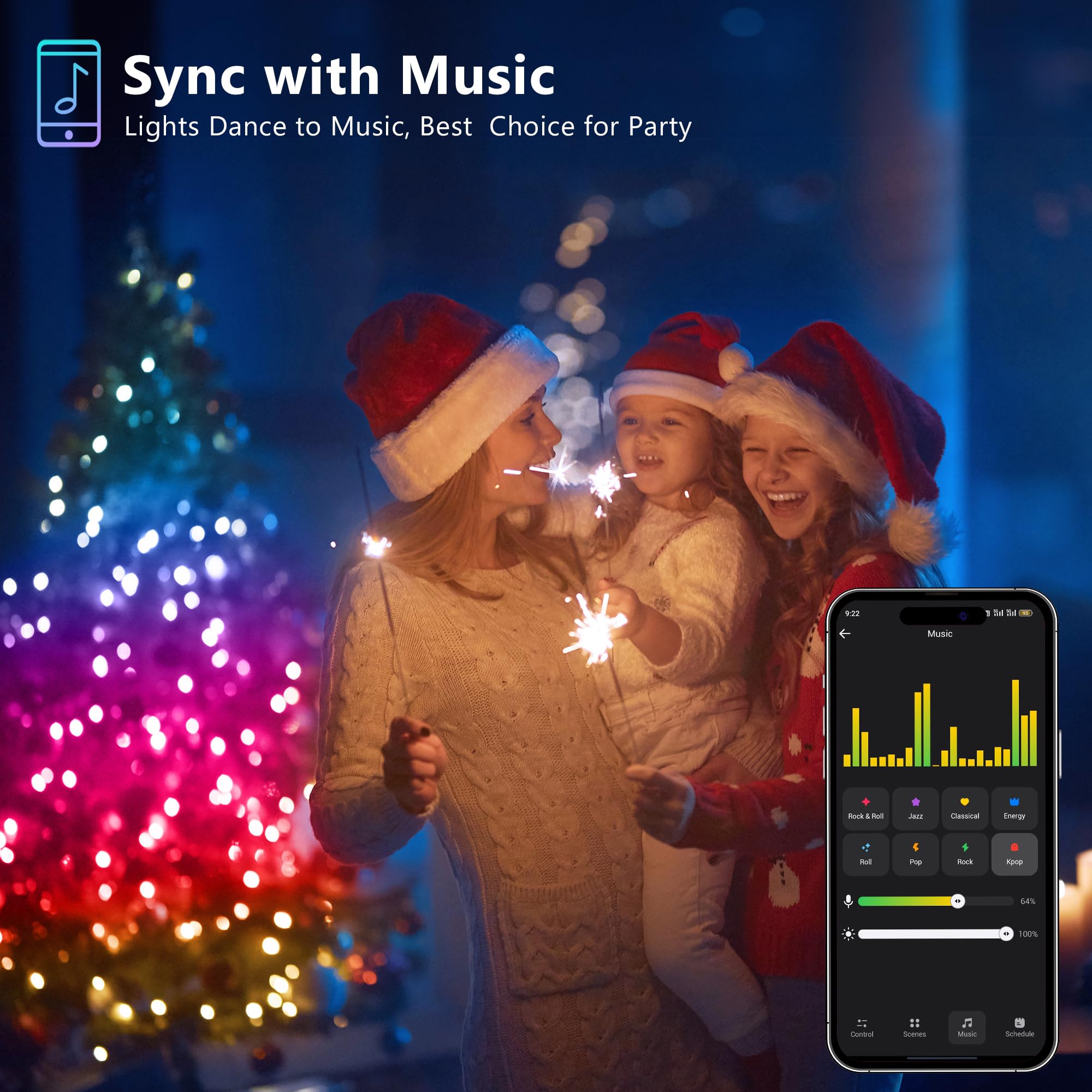 BrizLabs Luces Navidad Inteligente Exterior, 20M 200 LED RGB Cadena de Luces Árbol Navideña Interior Guirnalda de Luz Decoración para Jardín Fiesta, Control de App, Compatible con Alexa y Google Home