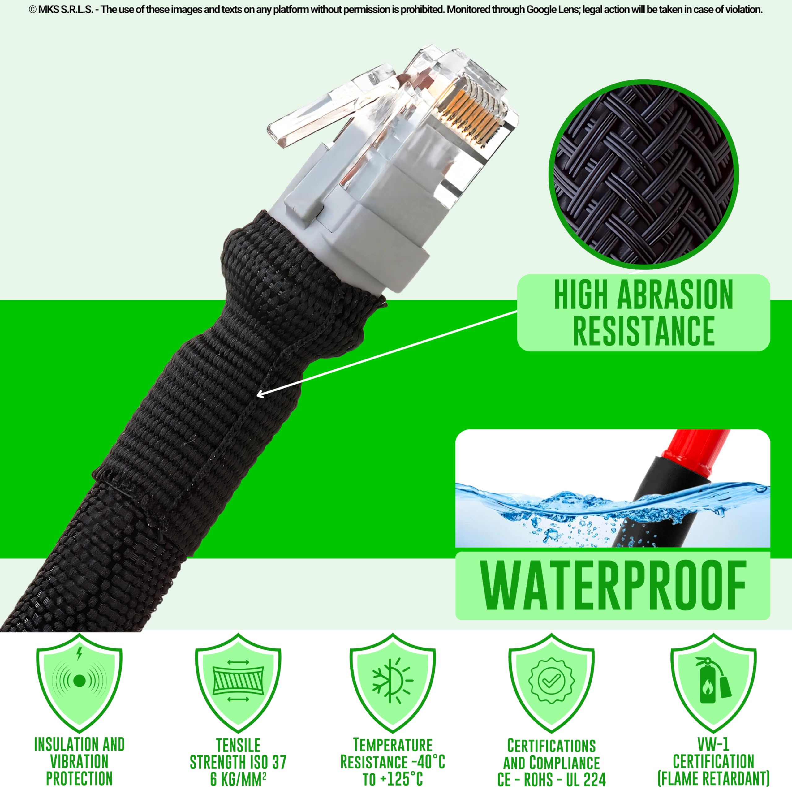 Sourcing Map Gaine De Protection Tressée Thermorétractable Pour Câbles