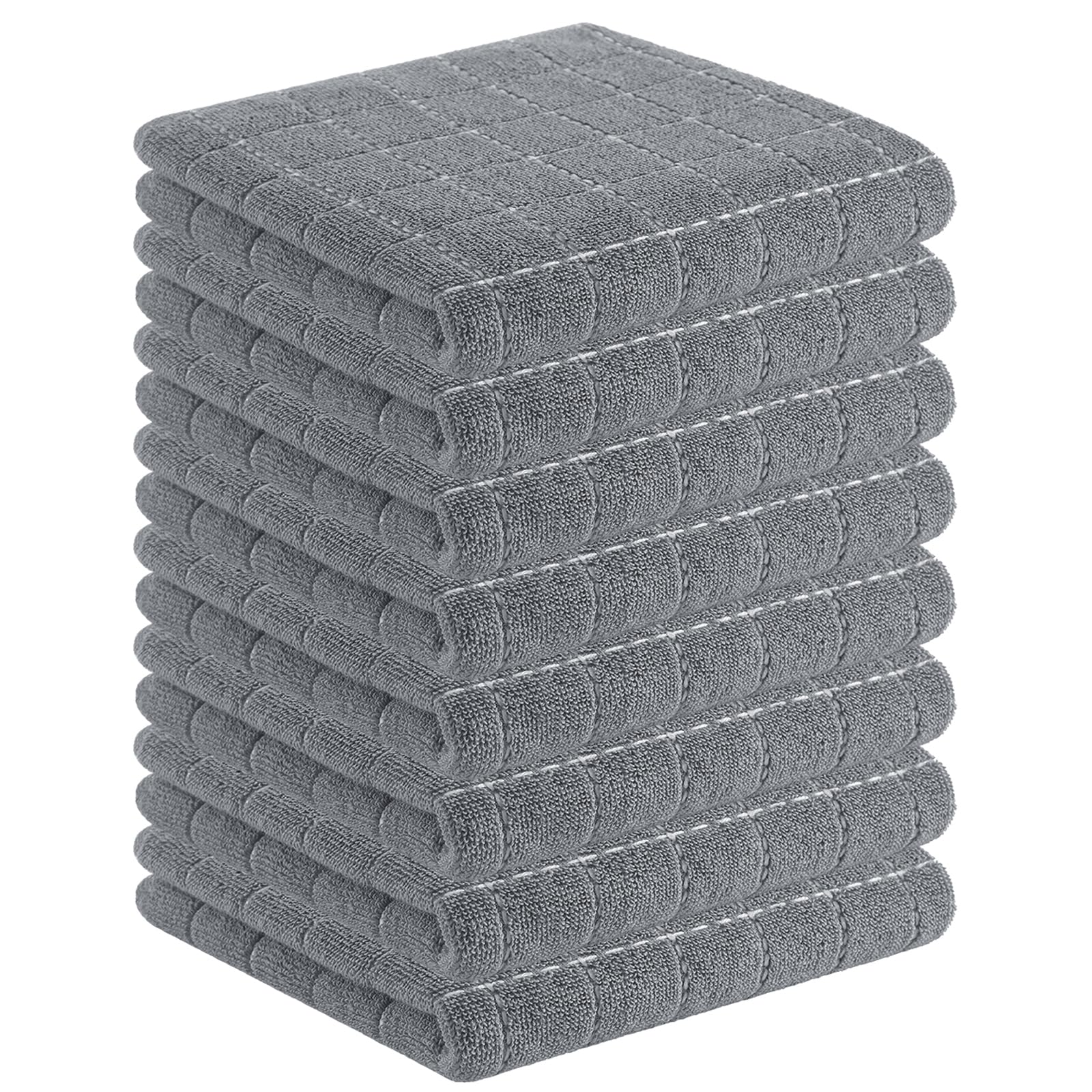Homaxy 100% Cotton Terry Kitchen Towels, 8 Pack, Grey | Ultra Soft and Absorbent Dish Towels for Kitchen, Suitable for Drying and Washing Dishes