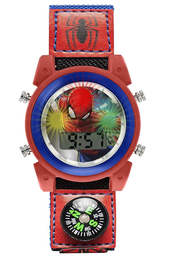Orologio Digitale Spiderman Per Bambini - Con Cinturino In PU E Illuminazione, Modello SMH4000