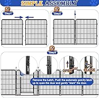 Vista 5 de Corralito para perros al aire libre, portátil, 16 paneles de 40 pulgadas de altura, valla para perros con acabado de pintura antioxidante