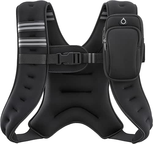ZELUS Weighted Vest, 6lb/8lb/12lb/16lb/20lb/25lb/30lb Weight Vest with Reflective Stripe for