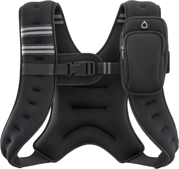 Chaleco con peso ZELUS, 6lb/8lb/12lb/16lb/20lb/25lb/30lb con franja reflectante para entrenamiento, fuerza, correr, fitness, construcción muscular, pérdida de peso, levantamiento de pesas
