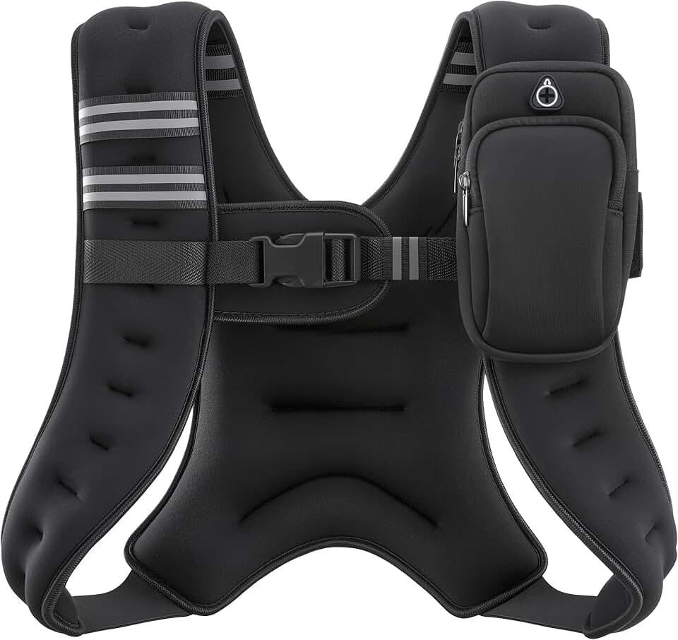 ZELUS Weighted Vest, 6lb/8lb/12lb/16lb/20lb/25lb/30lb Weight Vest with Reflective Stripe for Workout, Strength Training, Running, Fitness, Muscle Building, Weight Loss, Weightlifting