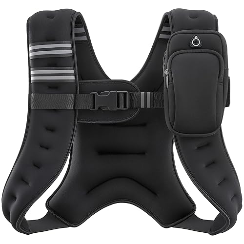 ZELUS Weighted Vest, 6lb/8lb/12lb/16lb/20lb/25lb/30lb Weight Vest with Reflective Stripe for