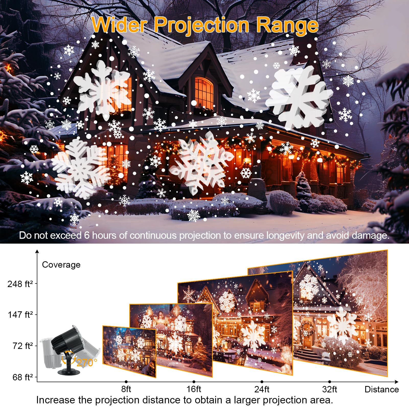 Proyector Navidad Exterior Alto Brillo,Luces Proyector Copo de Nieve Exterior y Interior,Impermeable Lámpara de Nieve Proyección para Decoración Navidad,Halloween,Año Nuevo,Fiesta,Boda,Jardín