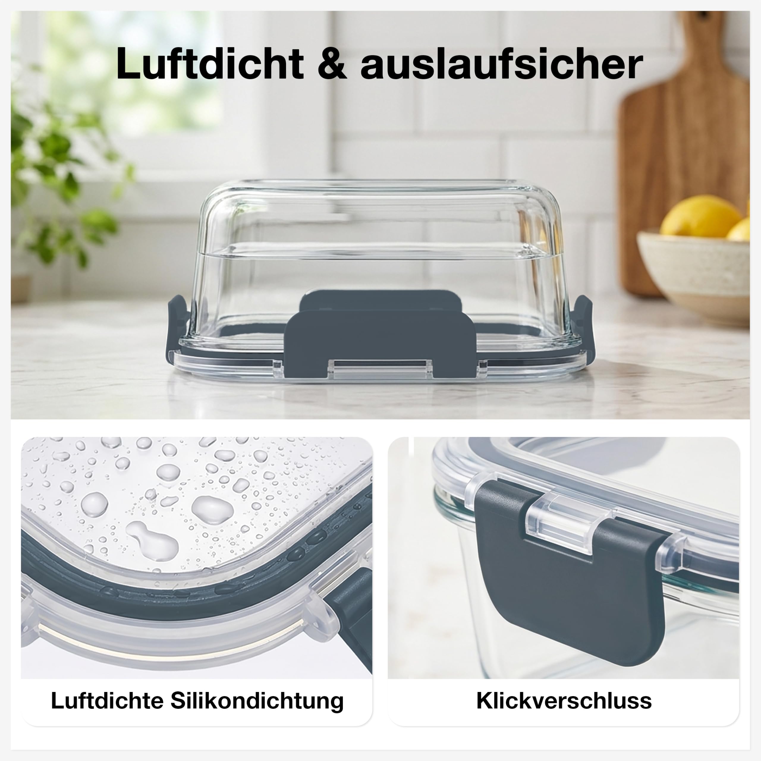 Haushaltszauber Set di contenitori in vetro, ermetici, con coperchio, per cucina, scorte e Meal Prep (set da 12 pezzi, rotondi, quadrati e rettangolari)