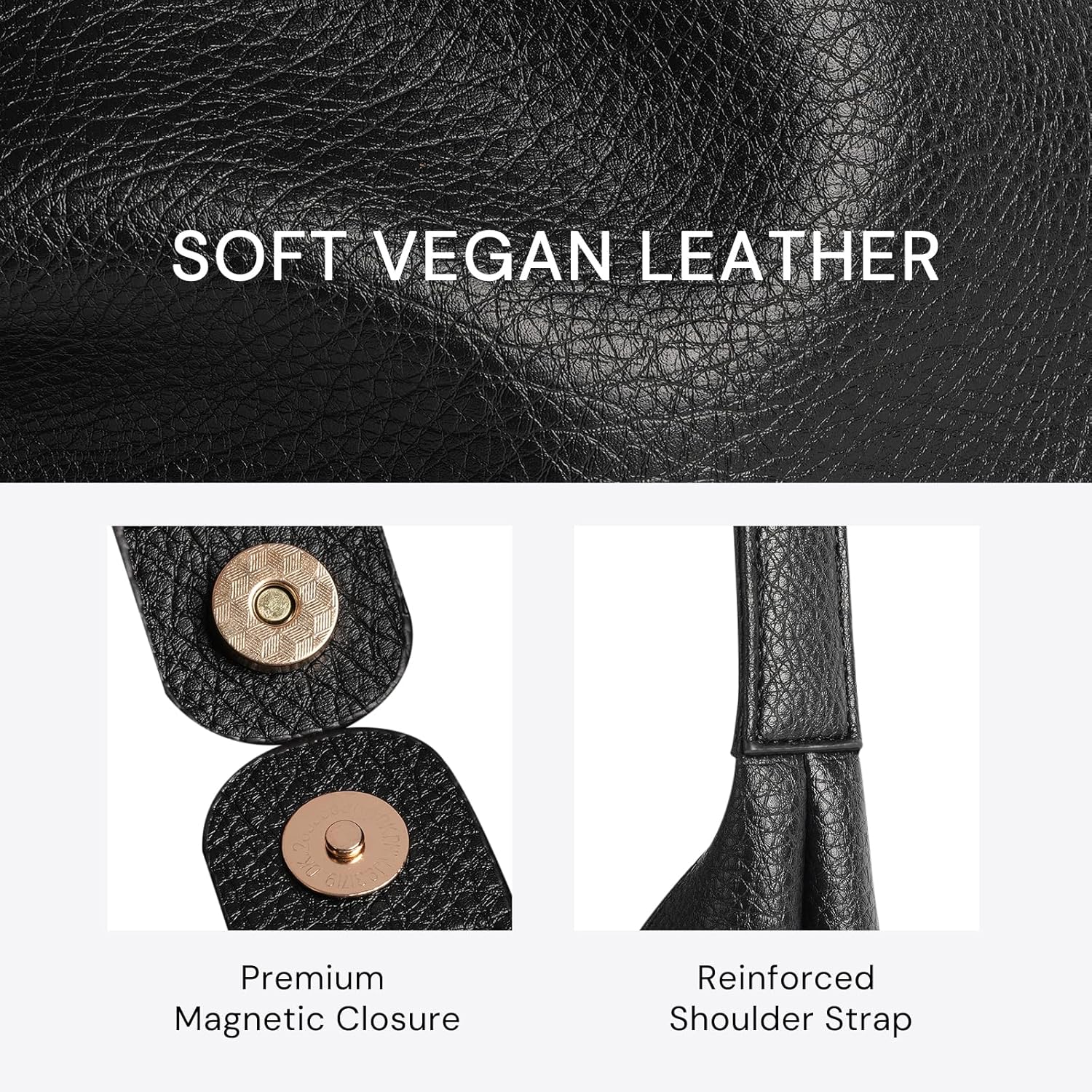 Shoulder Bag for Women, Slouchy Hobo Purse, Soft Vegan Leather Hobo Bag Handbag, Trendy Everyday Tote Style, 11'' (28cm) - Image 8