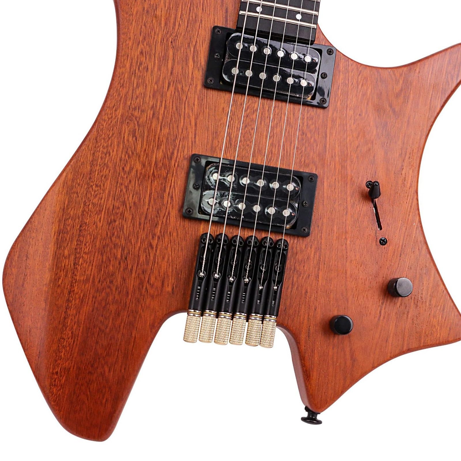 Profesjonalna 24-progowa Bezgłowa Gitara Elektryczna O Specjalnym Kształcie Wyciszająca Podróżna Przenośna 6-strunowa Gitara Elektryczna Początkujący Bezgłowy Gitara Elektryczna (Color : 03)
