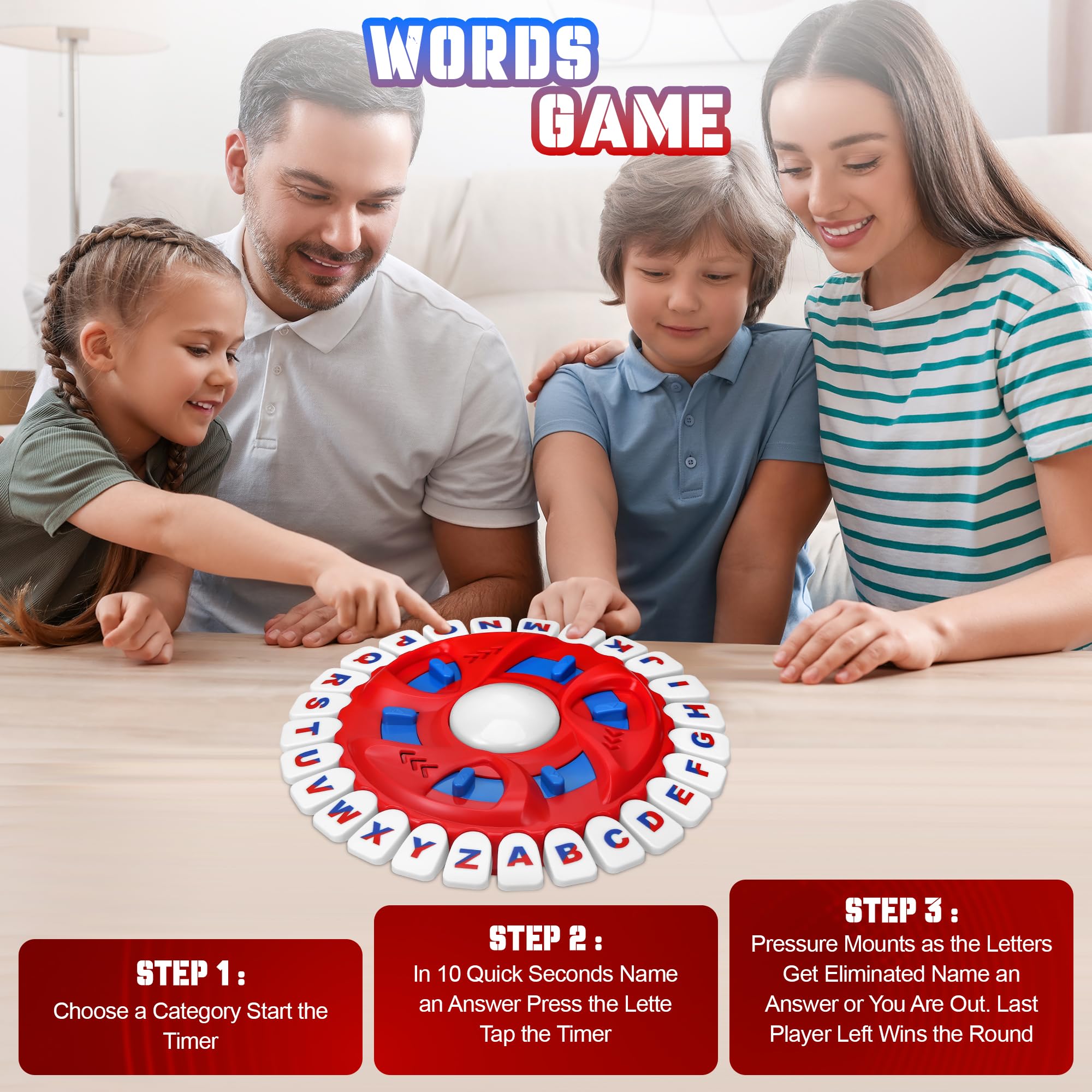 Kssvzz Family Board Game For 2-8 Players, Quick Thinking Letter Press Game with Timer, Fun Categories Think Games for Adults Kids - Image 4