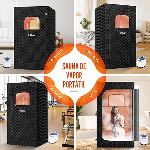 Miniatura 7 de Tienda portátil de sauna de vapor 31.5 * 31.5 * 70.9 in, negro