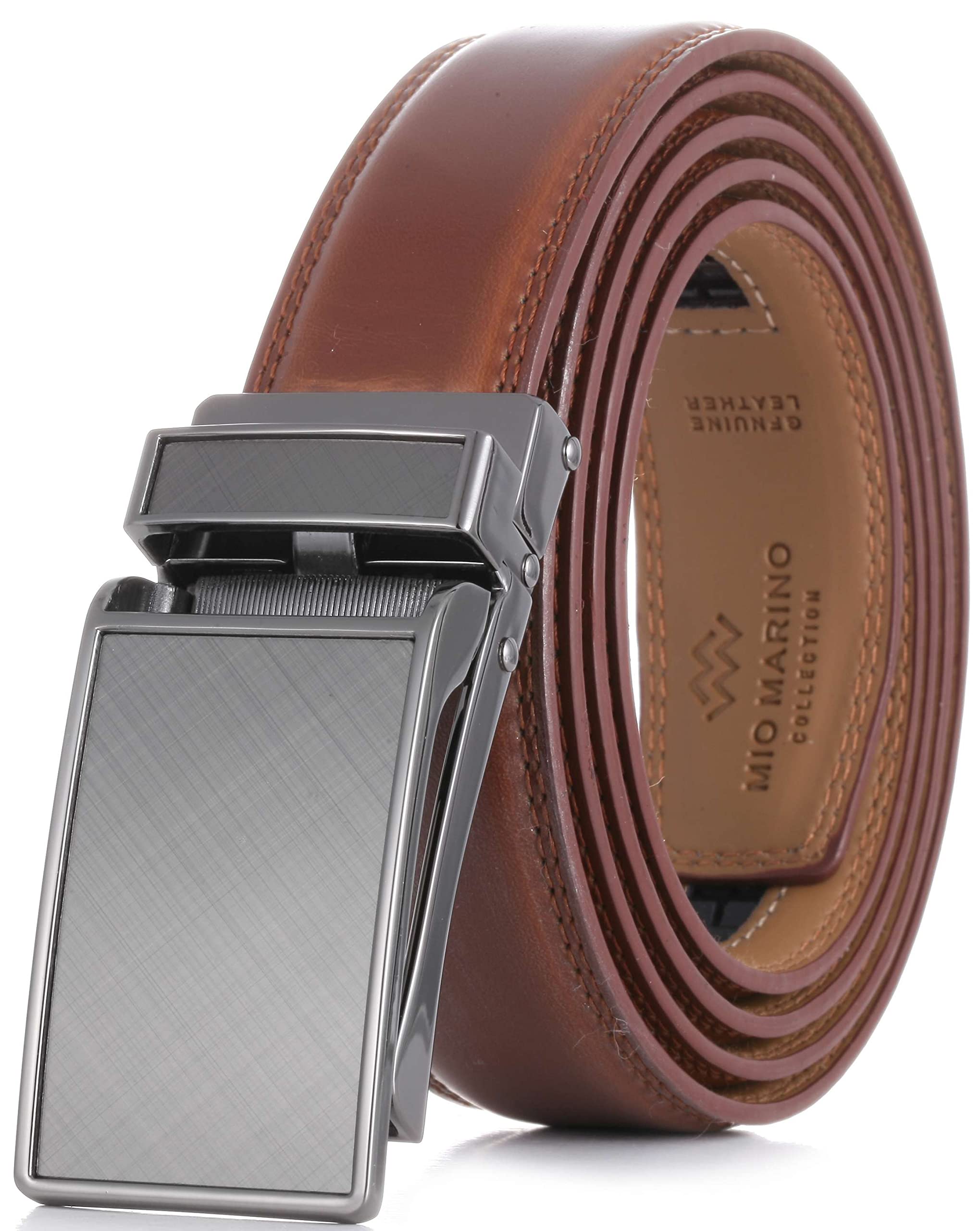 Marino Mens Genuine Leather Ratchet Dress Belt With Automatic Buckle, Enclosed in an Elegant Gift Box