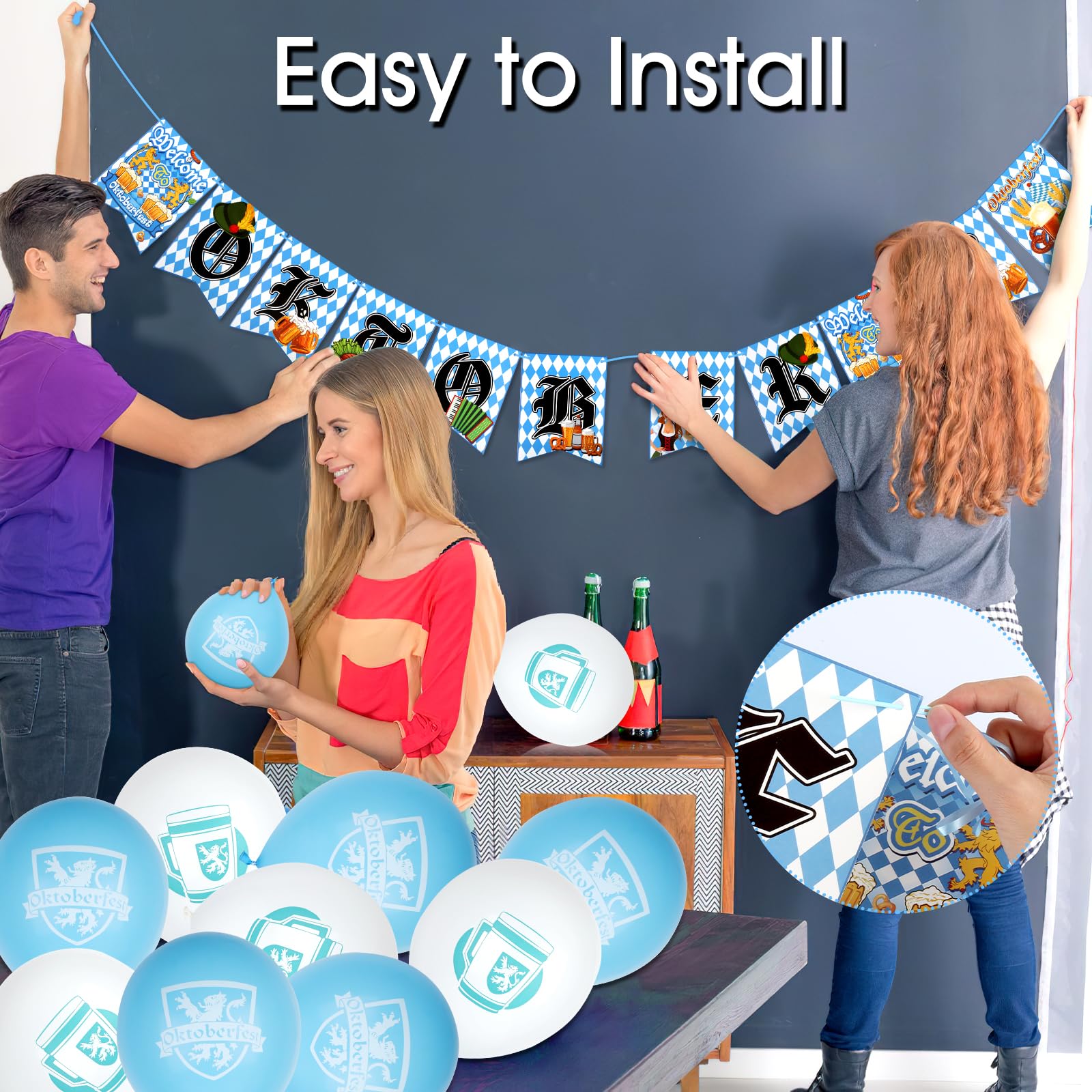 Bandiera Triangolare Oktoberfest Set Decorazioni Oktoberfest Completo - Tovaglia, Bandiere, Palloncini E Accessori Festa Accessori Festa Tedesca